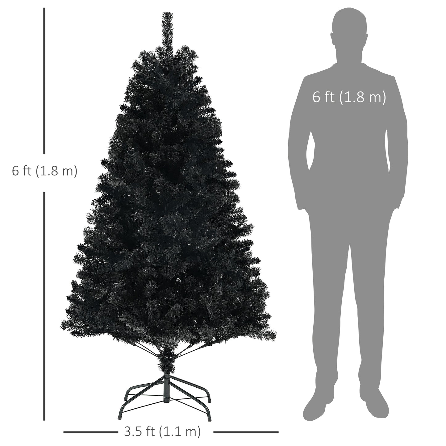 HOMCOM 7.5ft Artificial Christmas Trees with Auto Open and Steel Base, Black