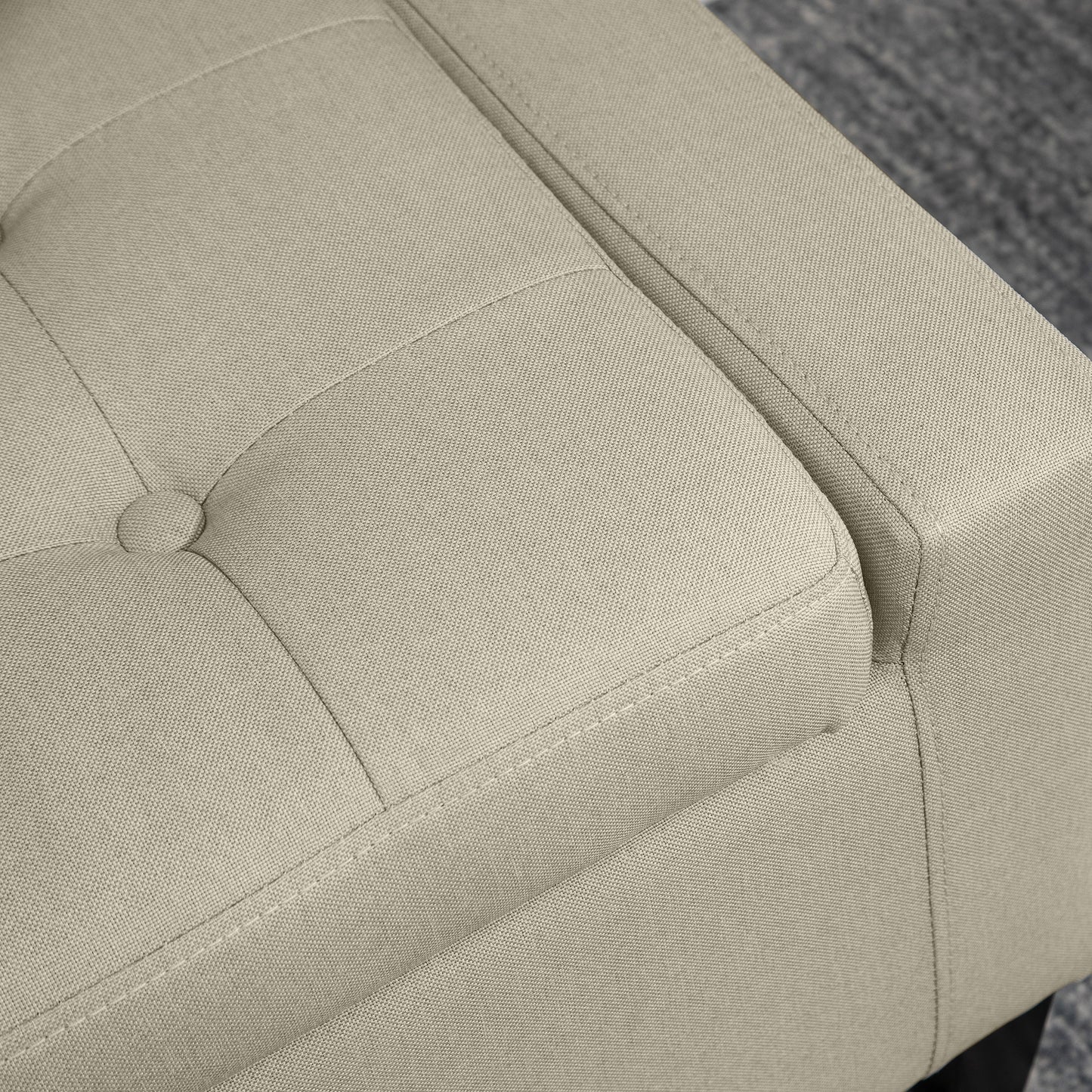 HOMCOM Storage Ottoman Bench Linen-Touch Fabric Tufted Chest Footstool with Flipping Top, Beige