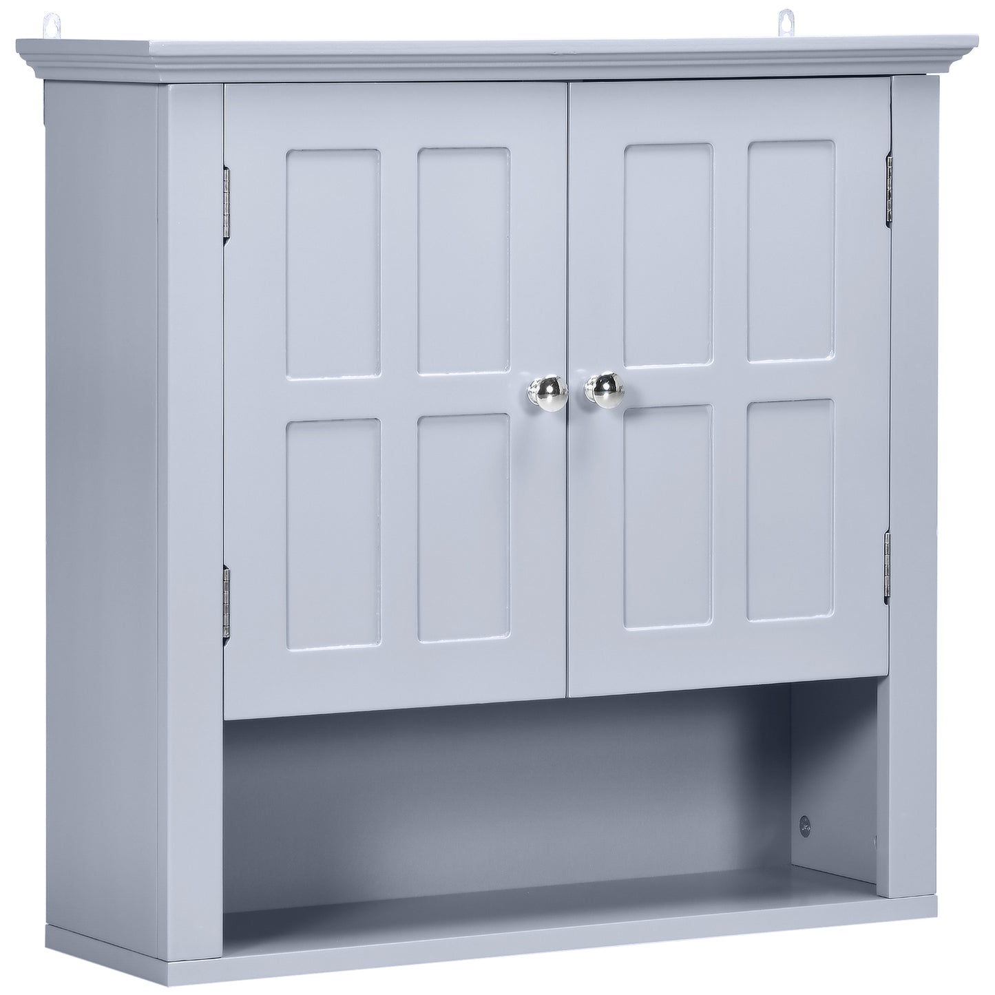 HOMCOM Wall Mount Bathroom Cabinet, Storage Organizer Kitchen Cupboard with 2 Doors and Adjustable Shelf White