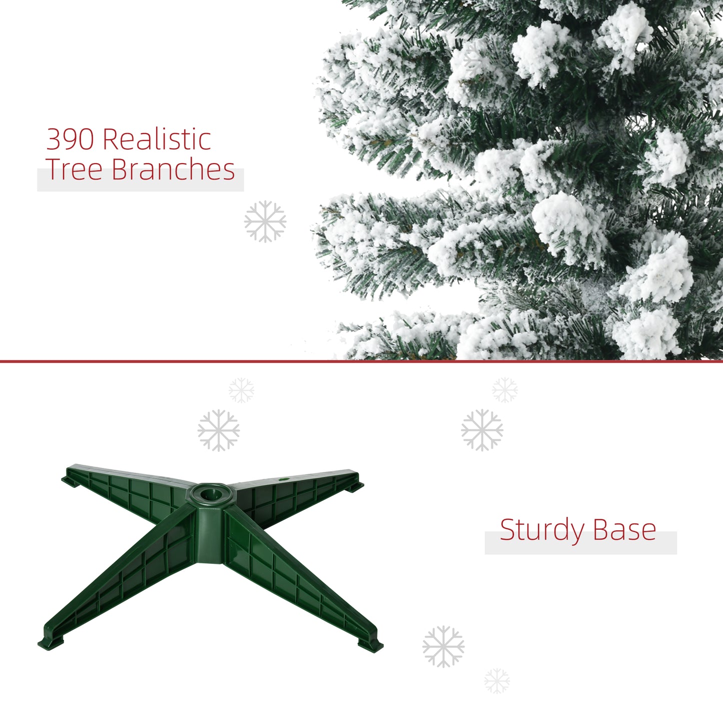 HOMCOM 6ft Flocked Christmas Tree, Pencil Artificial Christmas Tree with Realistic Branches, Pink