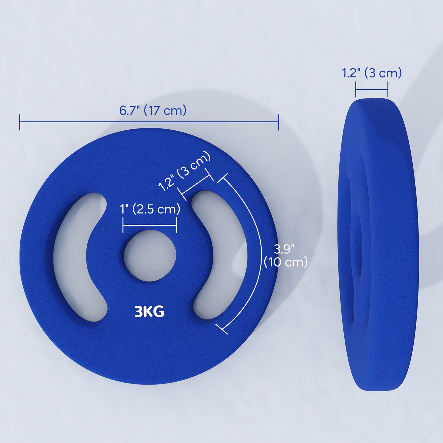 Soozier 2 x 6.6lbs Standard Weight Plates with Easy-Grip Handles, 1" Holes, for Home, Gym, Weight Lifting and Strength Training