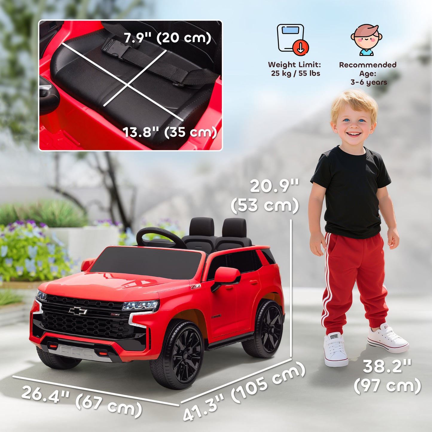 Aosom Licensed Chevrolet Tahoe Kids Ride on Car, 12V 7AH Toddler Electric Car with Parent Remote Control, 3 Speeds, Spring Suspension, LED Light, Horn, Music, Black
