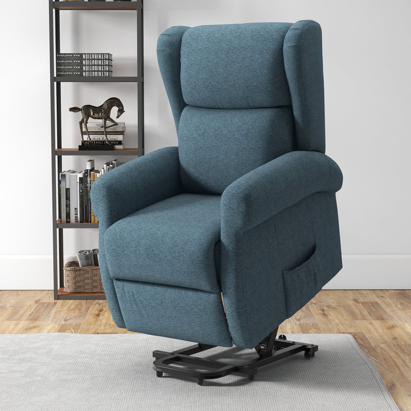 HOMCOM Wingback Lift Chair for Elderly, Power Chair Recliner with Footrest, Remote Control, Side Pockets, Grey