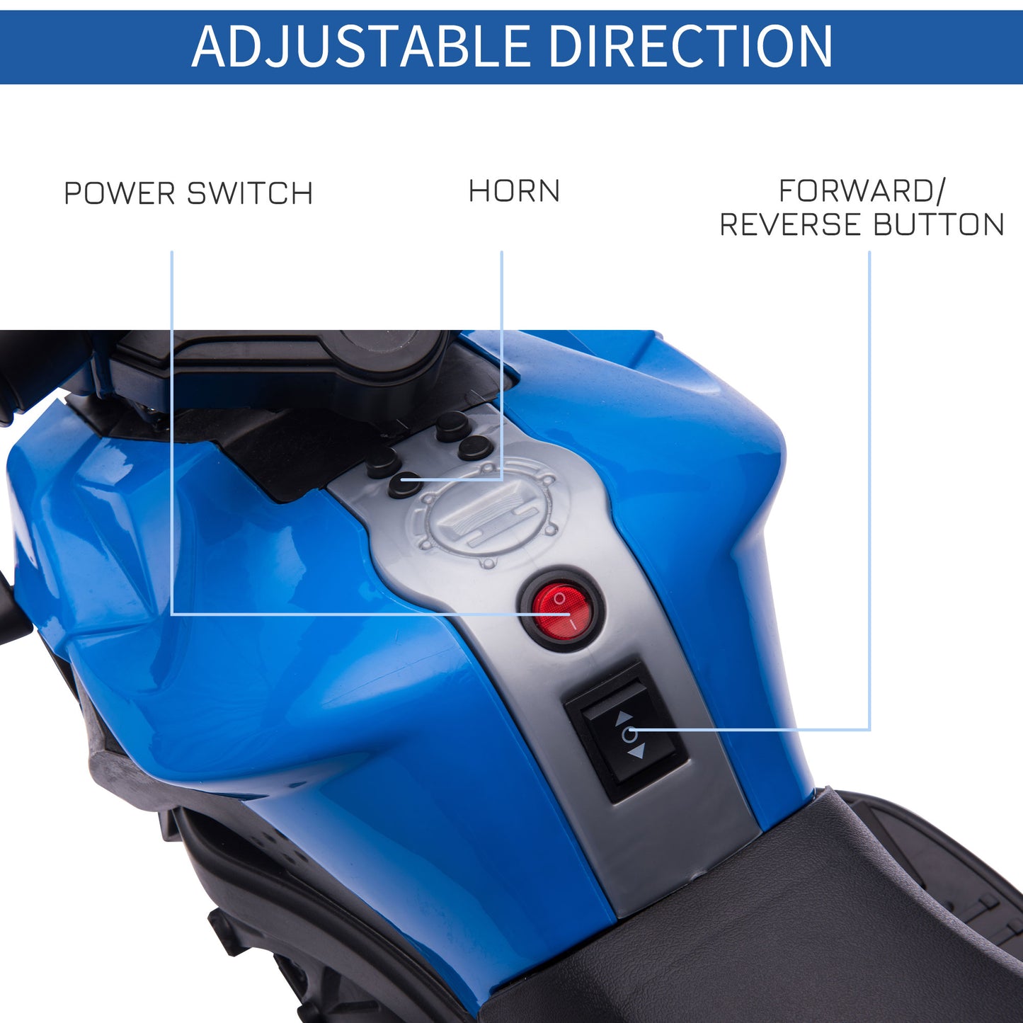 AOSOM Kids Electric Motorcycle Ride-On Toy 6V 3 km/h Max Speed for Kids 18 - 48 months Blue