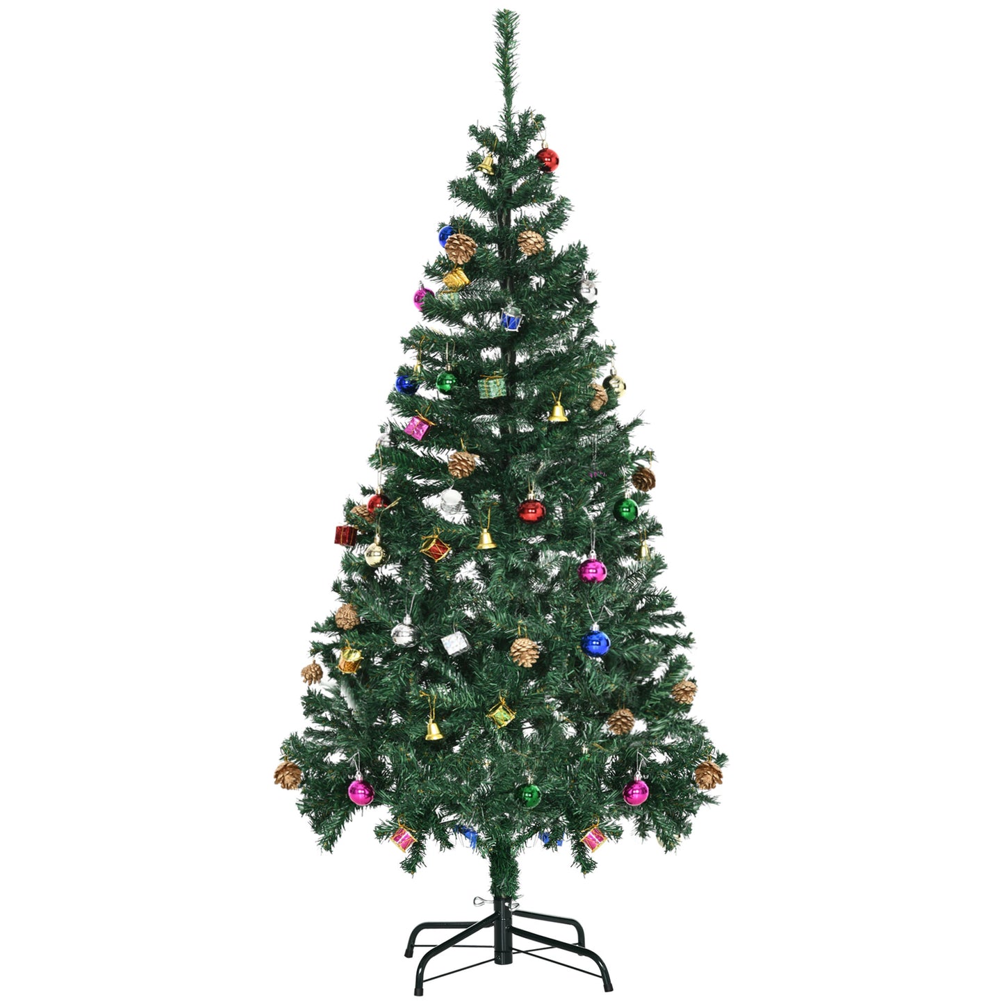 HOMCOM 4.9ft Green Christmas Tree Artificial Xmas Holidays Party with Decoration Ornament