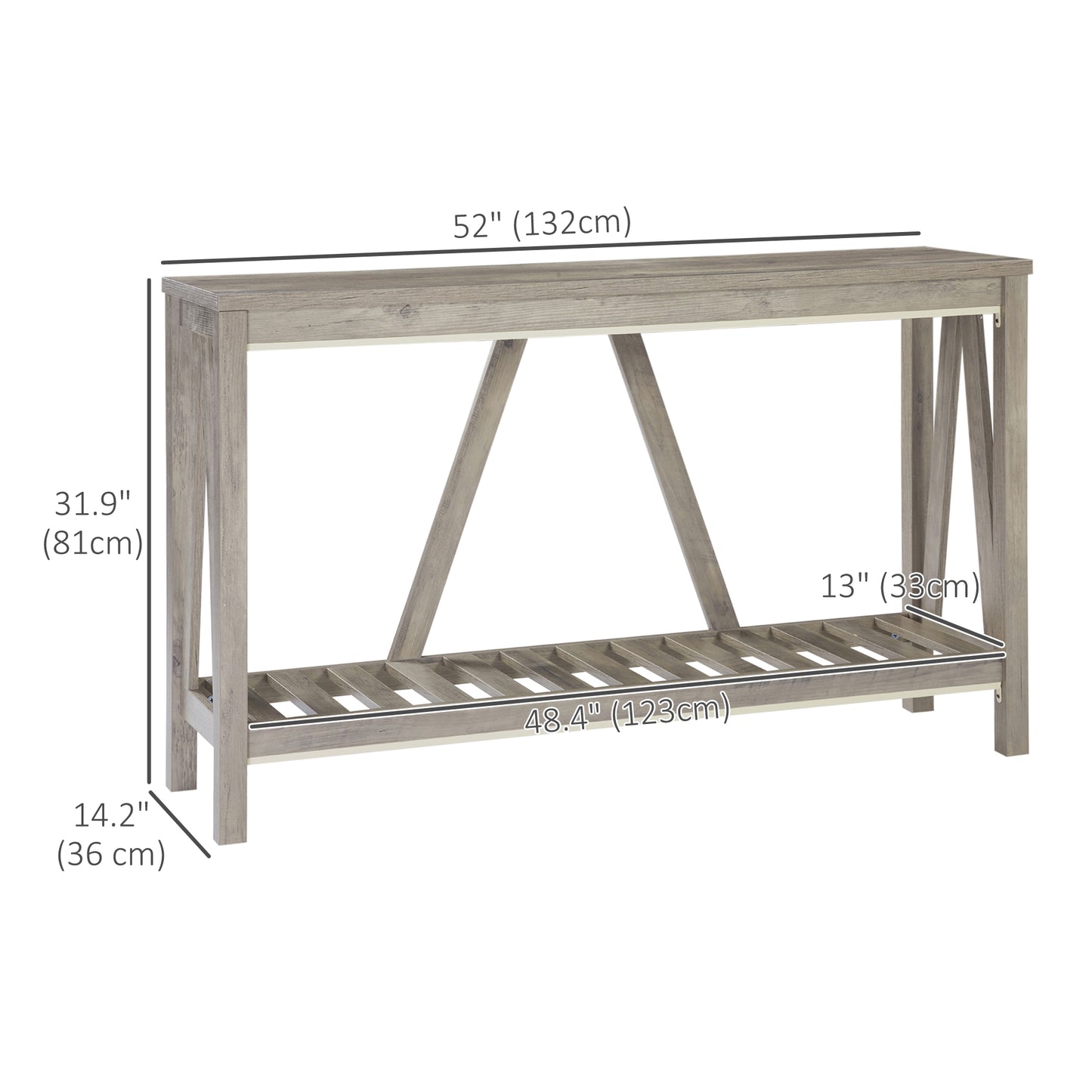 HOMCOM 52" Console Table, Farmhouse Narrow Entryway Table with Storage Shelf, Rustic Sofa Table with Anti-tipper for Living Room and Hallway, Brown