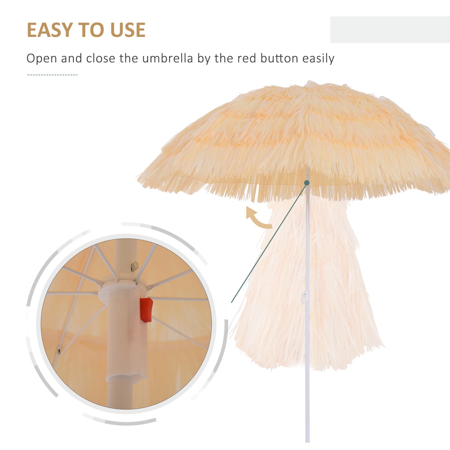 Outsunny 6FT Beach Umbrella Tilt Sunshade Height Adjustable Outdoor Market Patio Yard Crank Deck Sun Shade, Wheat