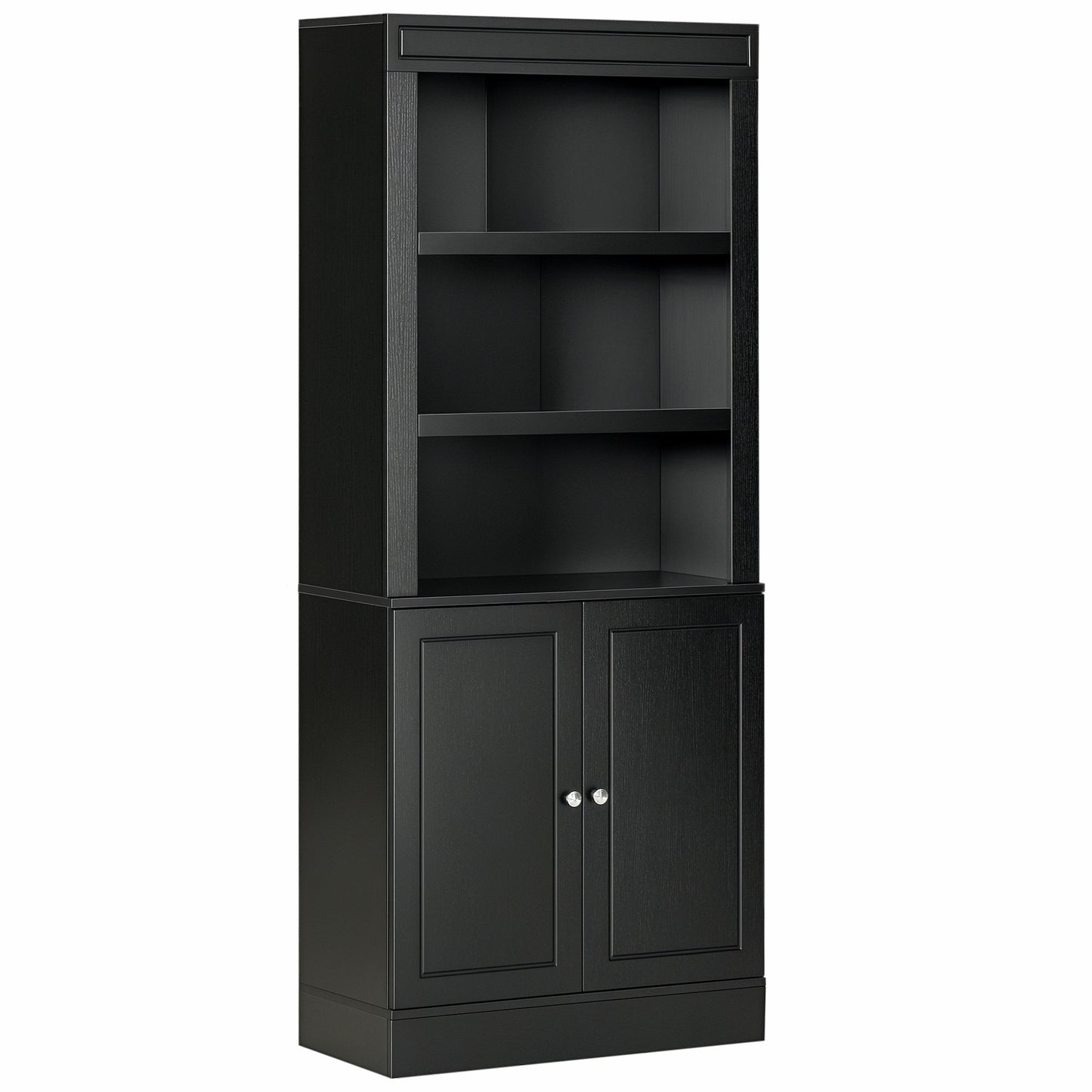 HOMCOM 72" Kitchen Buffet with Hutch, Freestanding Cupboard, Pantry with 6-Tier Shelving, 2 Doors Cabinet with Adjustable Shelves, White, Wood Grain