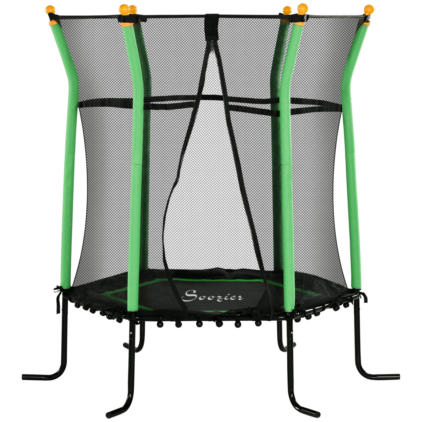 Soozier 64" Kids Trampoline Indoor/Outdoo with Enclosure Net Elastic Thick Padded Pole Gift for Ages 3-10 Years Old Red