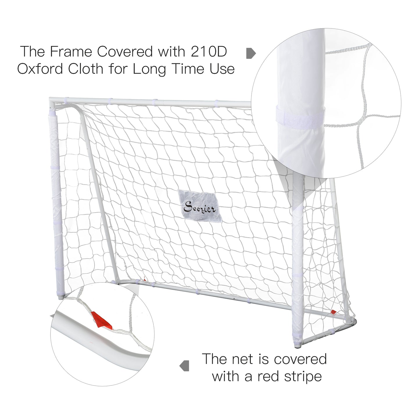 Soozier 6ft x 4ft Soccer Goal Net with Metal Frame, PE Mesh, Ground Stakes, Easy Assembly, Yellow