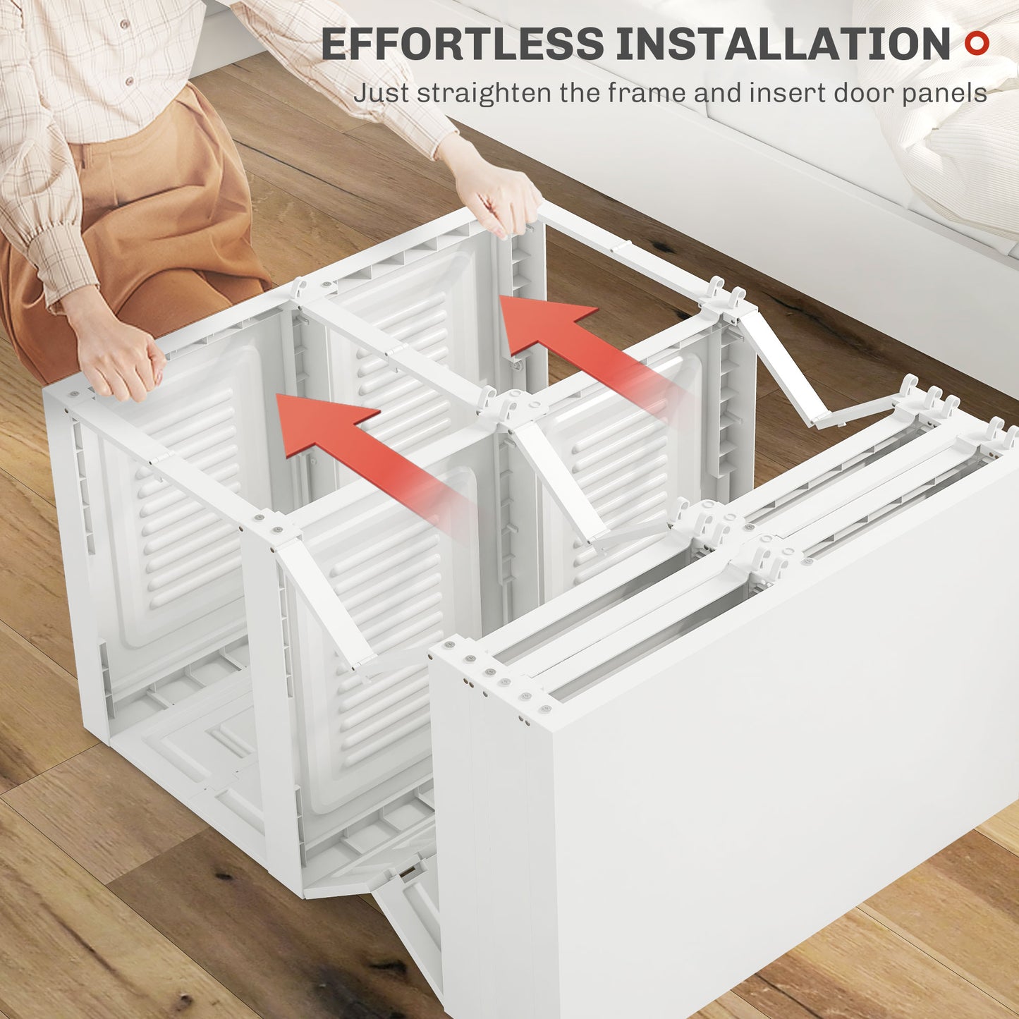 HOMCOM Portable Wardrobe, Foldable Clothes Storage Organzier with 5 Compartments, 1 Hanging Rod, Magnet Doors, White