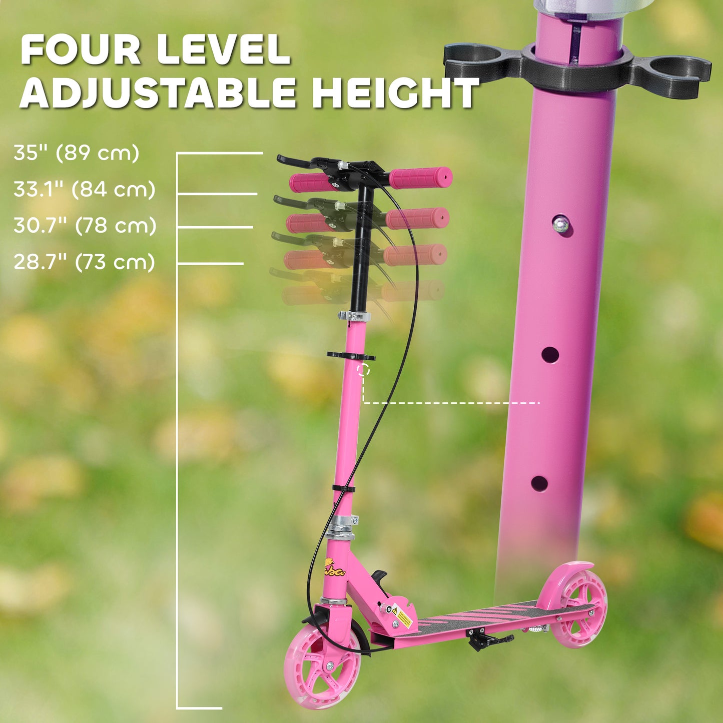 Qaba Scooter for Kids Ages 3-8 with Light Up Wheels, Adjustable Handlebar, Rear Brake & Handbrake for Girls and Boys, Black