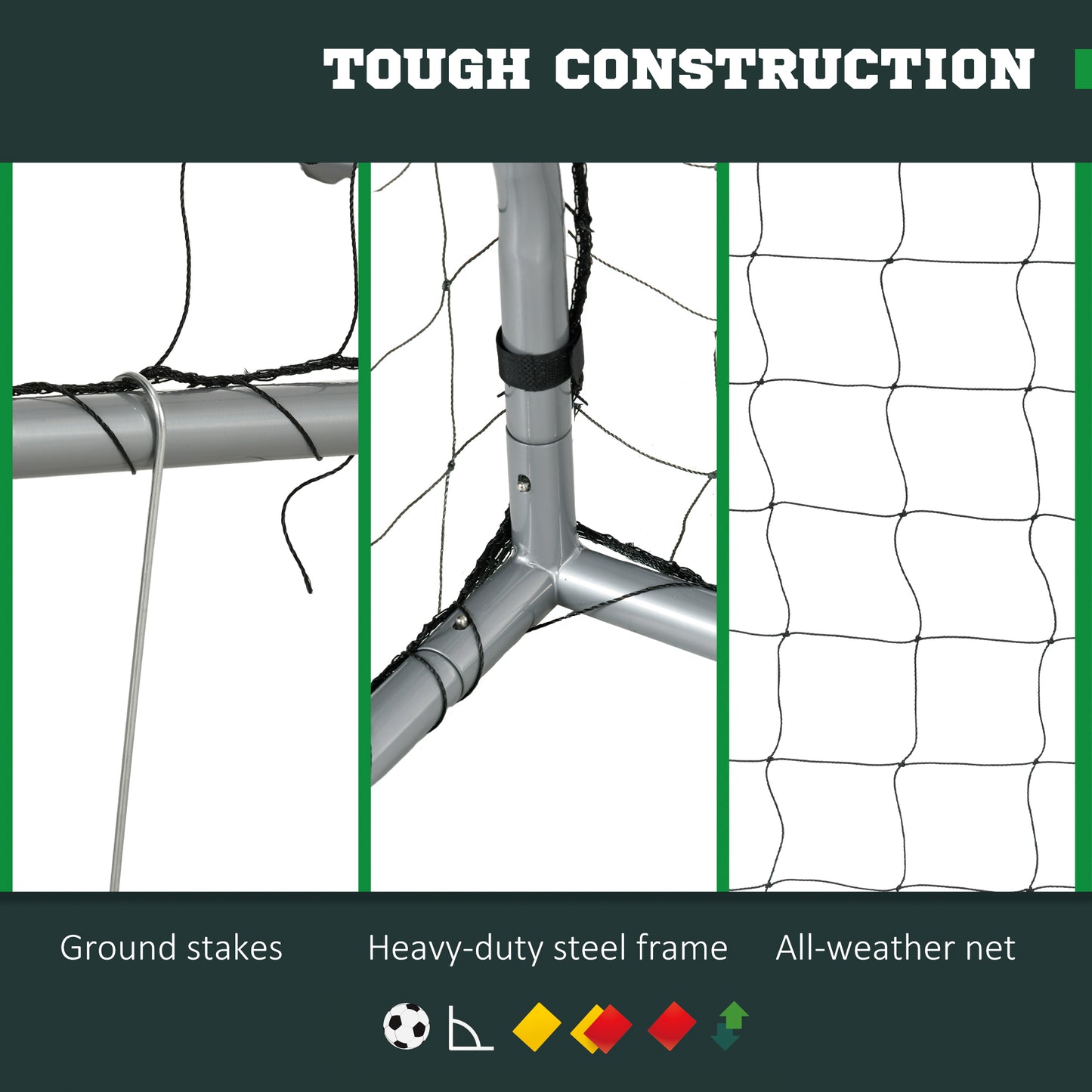 Soozier 10ft x 6.5ft Soccer Goal, Soccer Net for Backyard with Ground Stakes, Quick and Simple Set Up