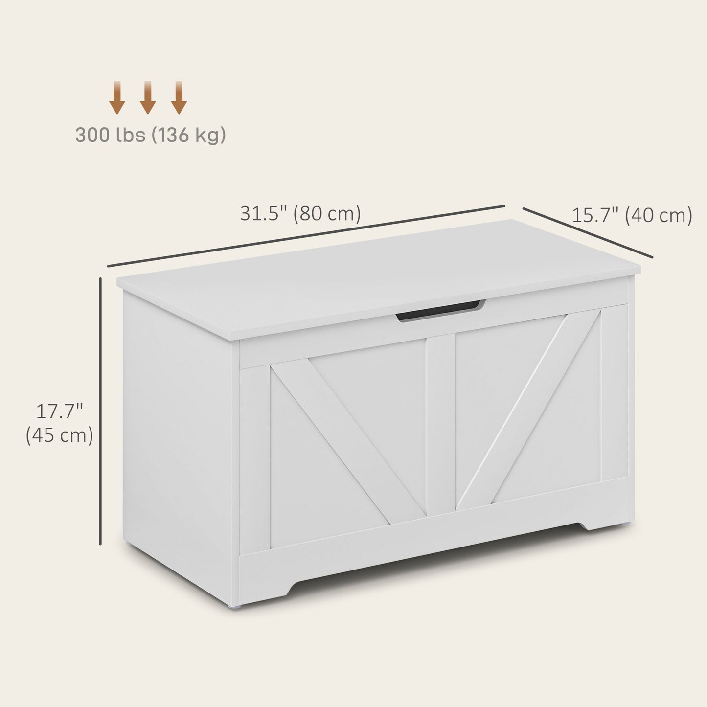 HOMCOM 31.5 Inches Storage Chest, Storage Trunk with 2 Safety Hinges, Wooden Box for Living Room, Black Wood Grain