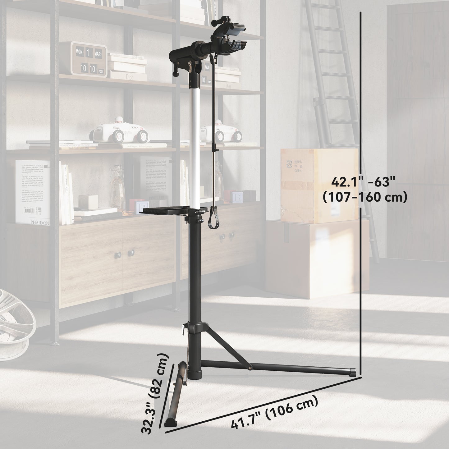 HOMCOM Bicycle Repair Stand Max 88 lbs, Bike Fixing Stand, Height Adjustable, Foldable and 360° Rotatable for Road Bike, Mountain Bike, E-Bike