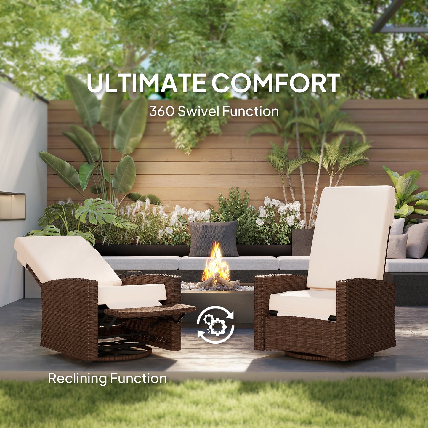 Outsunny Outdoor Rattan Wicker Lounge Chair with Footrest & Soft Cushion for Patio, Garden, Backyard, Sky Blue