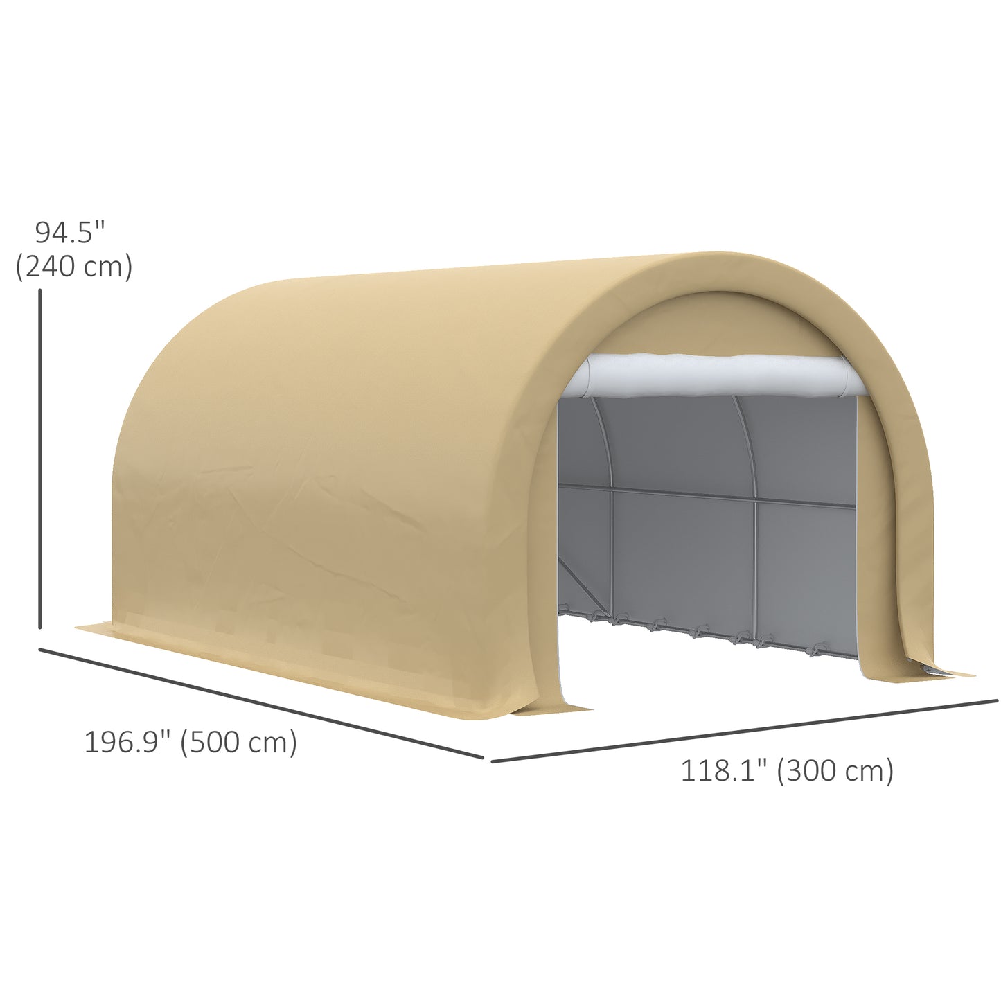 Outsunny 10' x 16' Heavy Duty Portable Carport Tent with Zippered Door, PE Cover for Car, Boat, Motorcycle, Bike, White