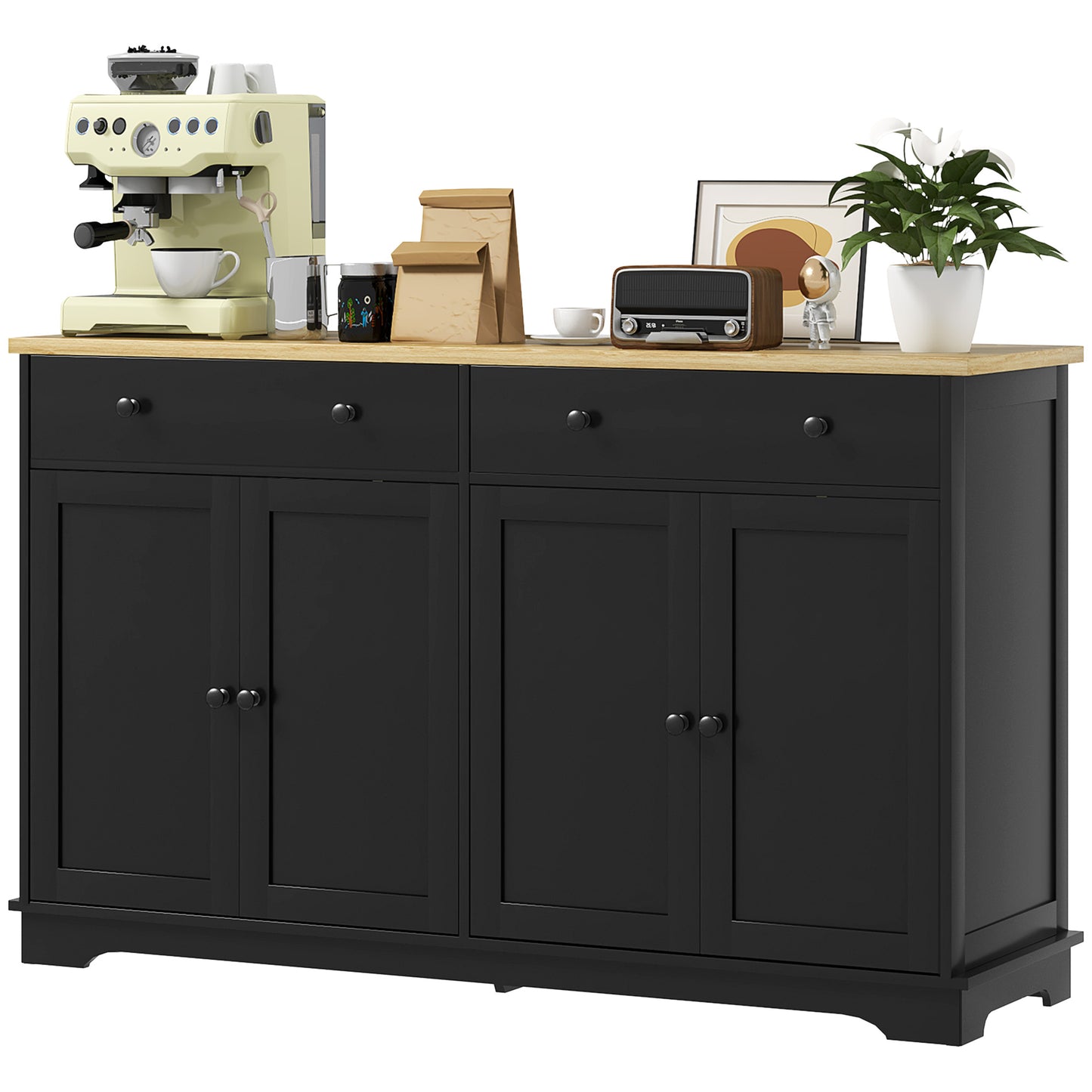 HOMCOM Modern Sideboard, Buffet Cabinet with Storage Drawers, Adjustable Shelves for Living Room, Dining Room, Entryway, White