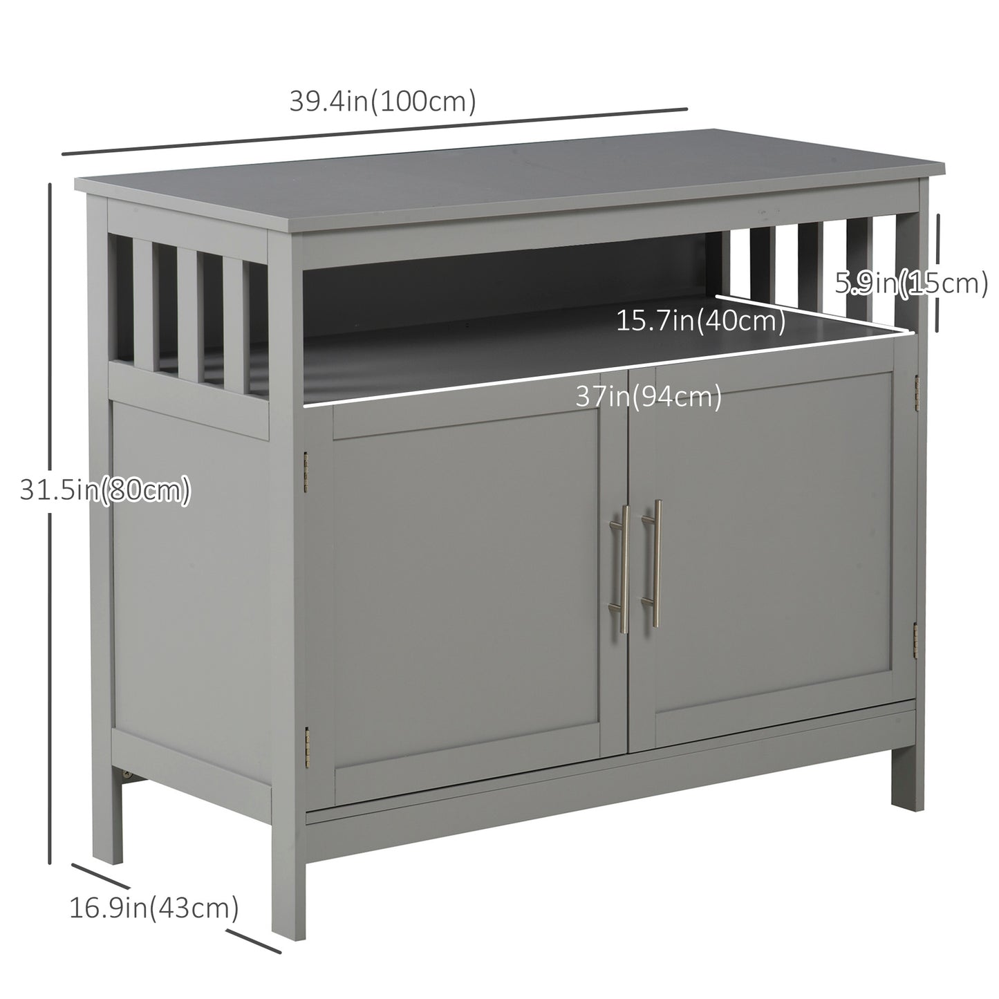 HOMCOM Wooden Console Table with Open Shelf and 2 layers Cabinet Kitchen Furniture