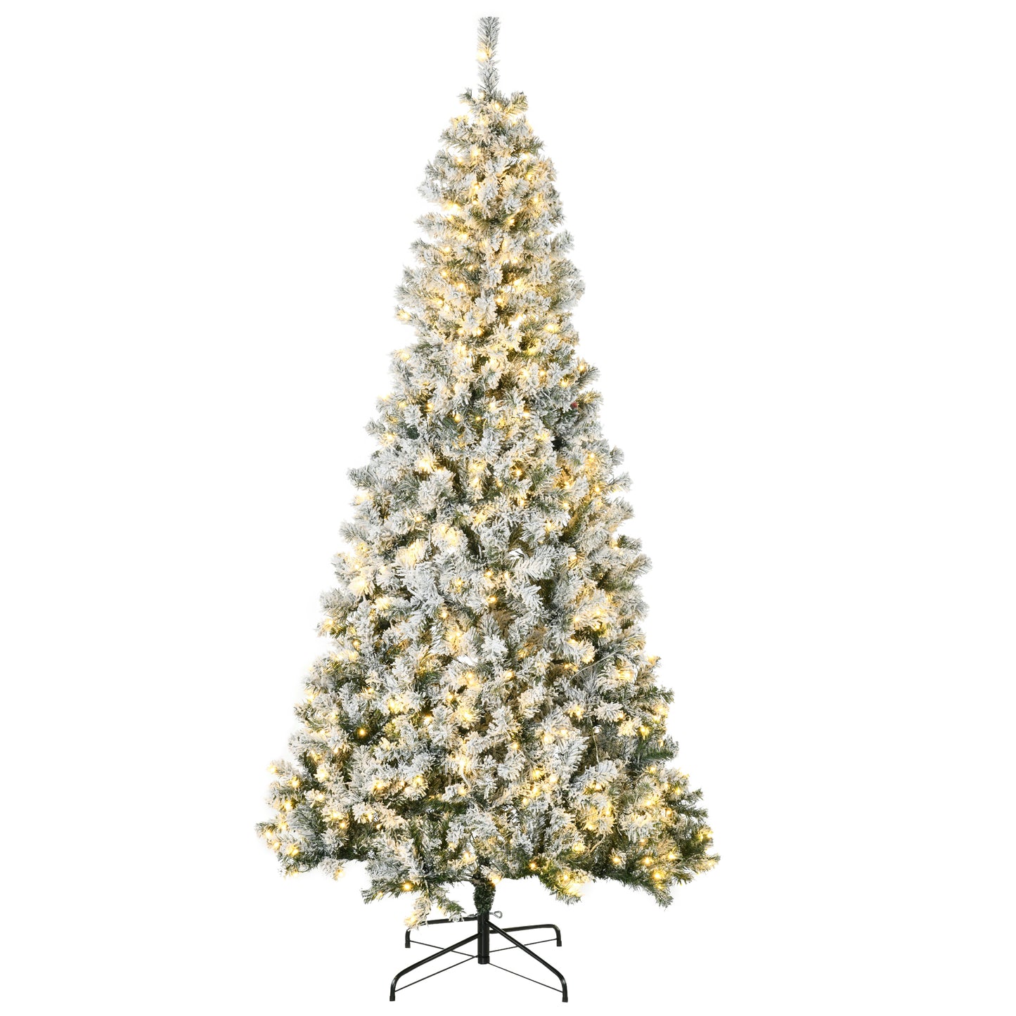 HOMCOM 7.5ft Artificial Snow Flocked Christmas Tree Xmas Tree Holiday Home Indoor Decoration for Party with Foldable Feet, Green