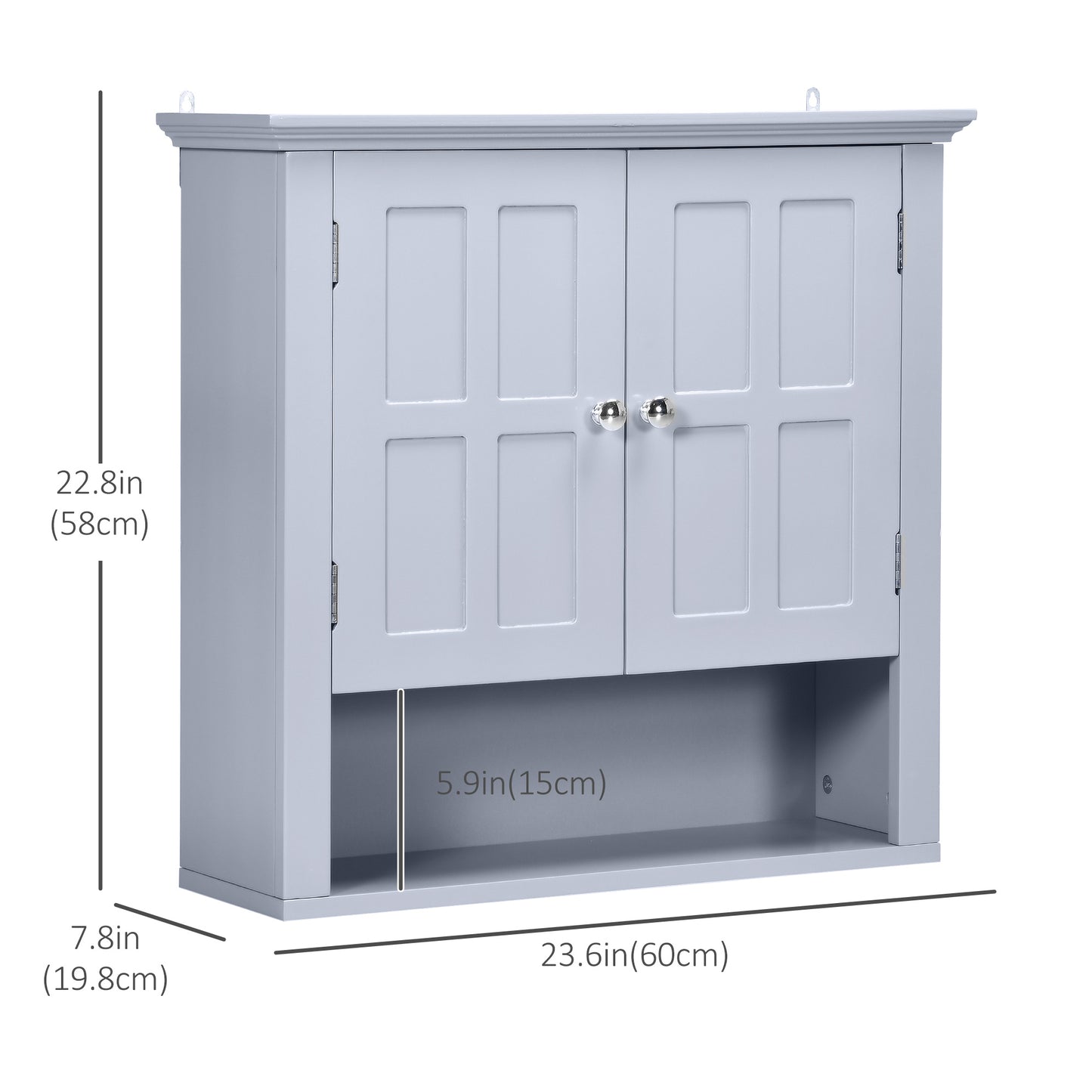 HOMCOM Wall Mount Bathroom Cabinet, Storage Organizer Kitchen Cupboard with 2 Doors and Adjustable Shelf White