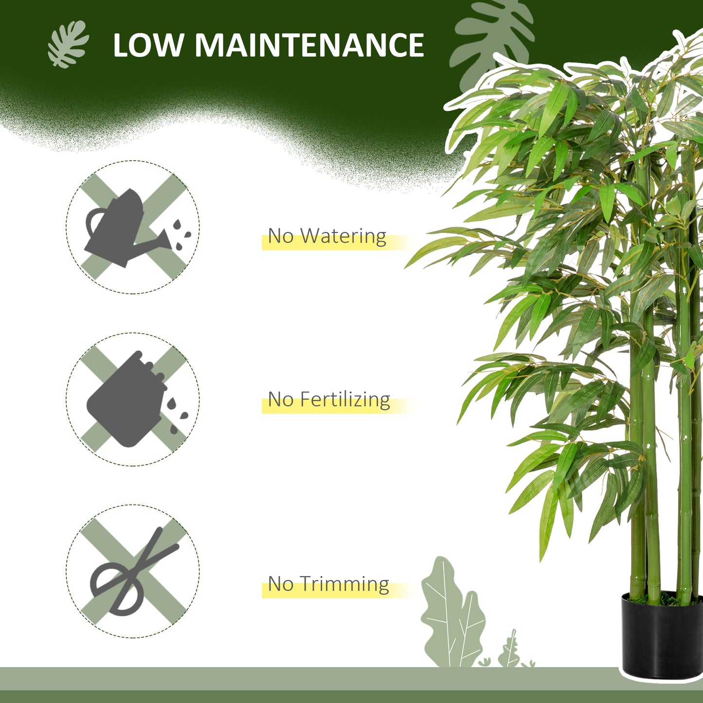 HOMCOM Set of 2 4.5FT Artificial Bamboo Tree Faux Decorative Plant in Nursery Pot for Indoor Outdoor Décor