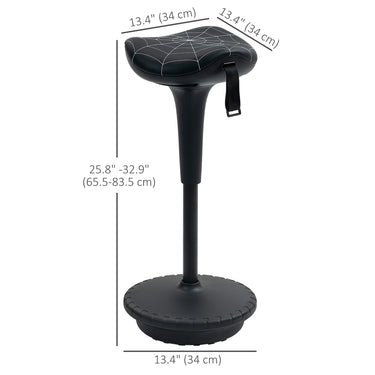 Vinsetto Backless Wobble Stool Chair, Standing Desk Chair, Adjustable Learning Stool for Office Desks, with Rocking Motion, Black