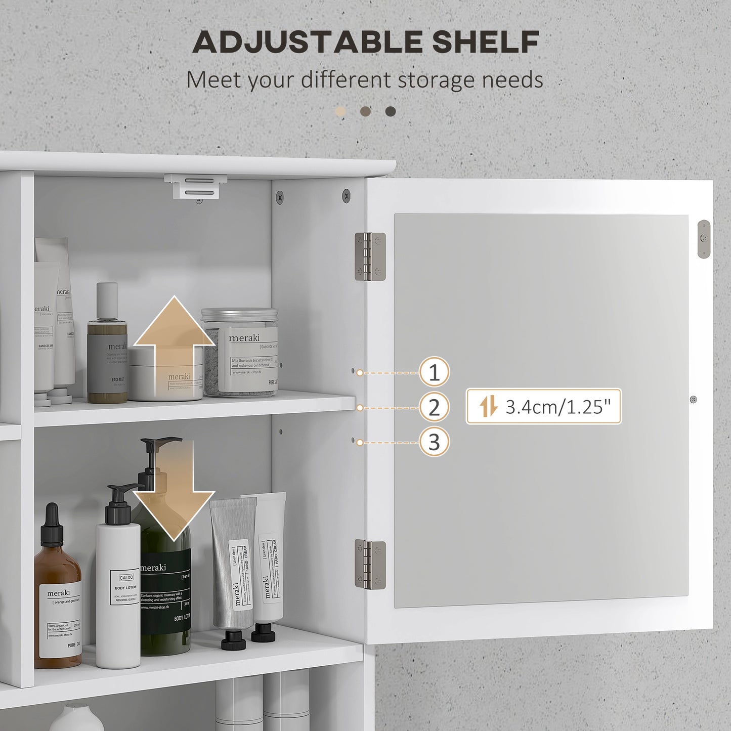 kleankin Wall-Mounted Medicine Cabinet, Bathroom Mirror Cabinet with Doors and Storage Shelves, White