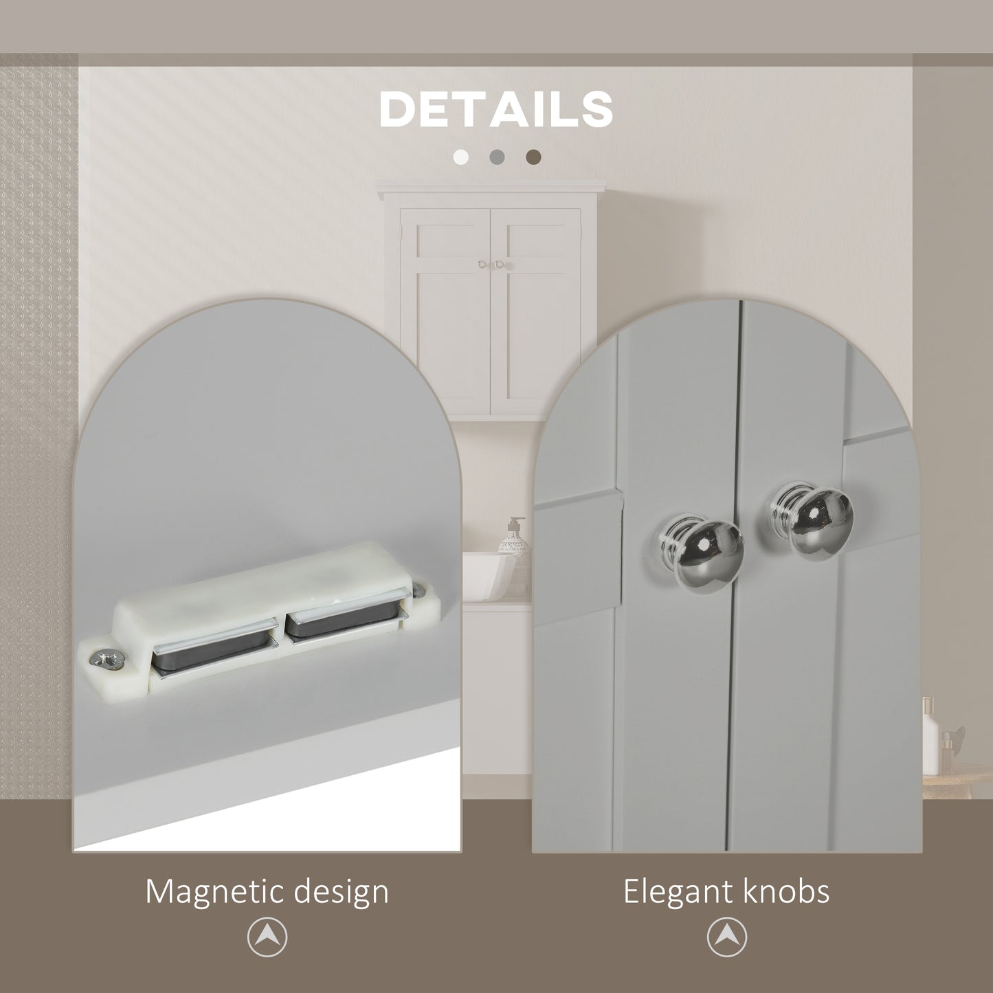 kleankin Bathroom Cabinet, Medicine Cabinet, Over Toilet Storage Cabinet with Adjustable Shelves for Entryway, Grey