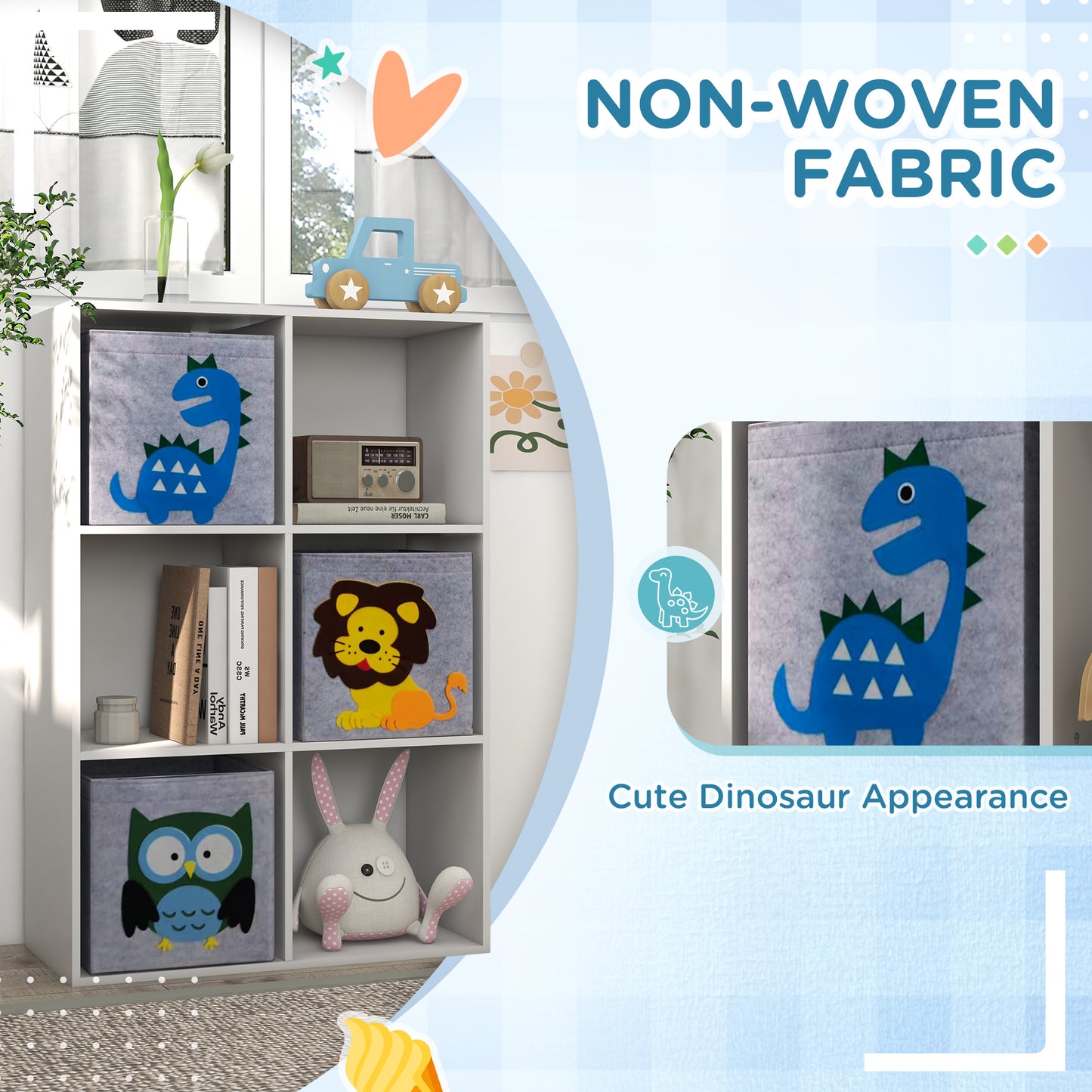 Qaba Toy Storage Organizer with 3 Nonwoven-Fabric Drawers for Children's Room, Playroom, Hallway, White