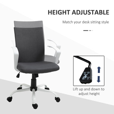 Vinsetto Linen Mid Back Office Chair With Tilt Function, Swivel Computer Chair, Charcoal Grey