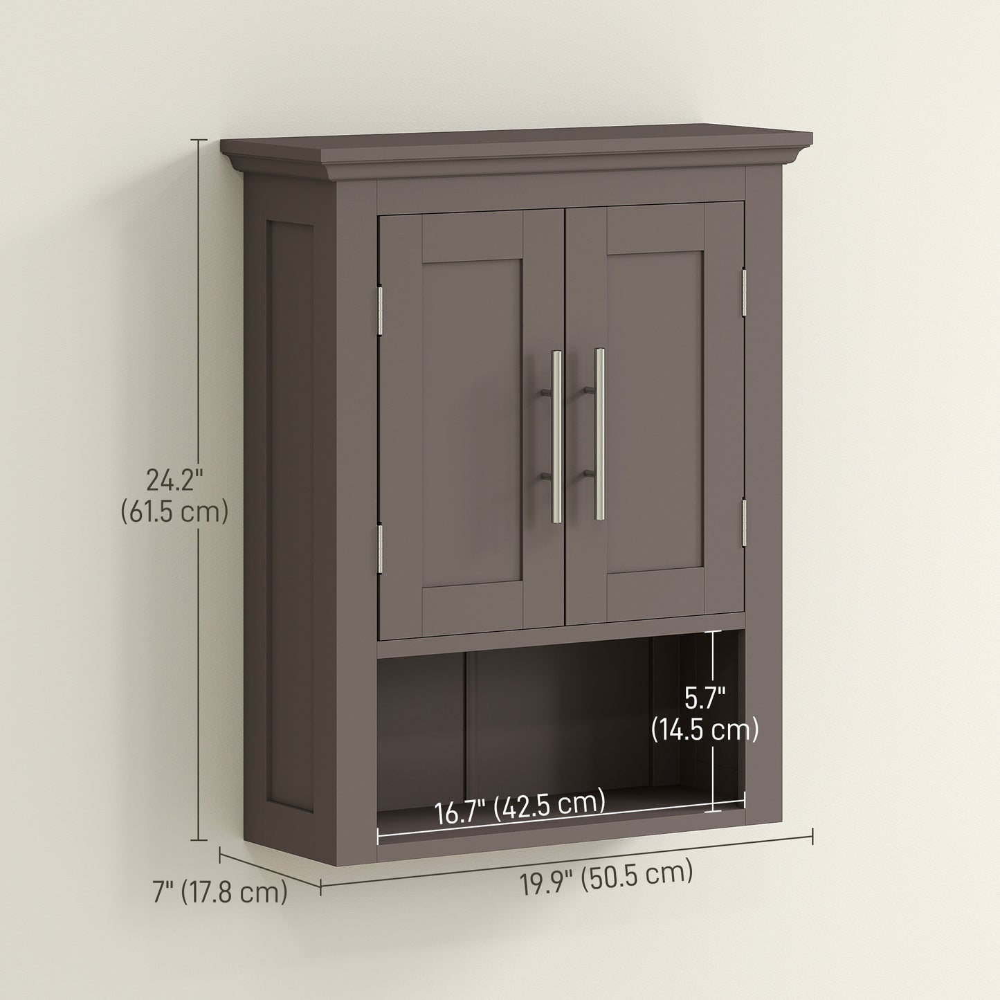 kleankin Bathroom Wall Cabinet, Medicine Cabinet, Toilet Storage Cabinet with Shelf for Living Room and Entryway, White