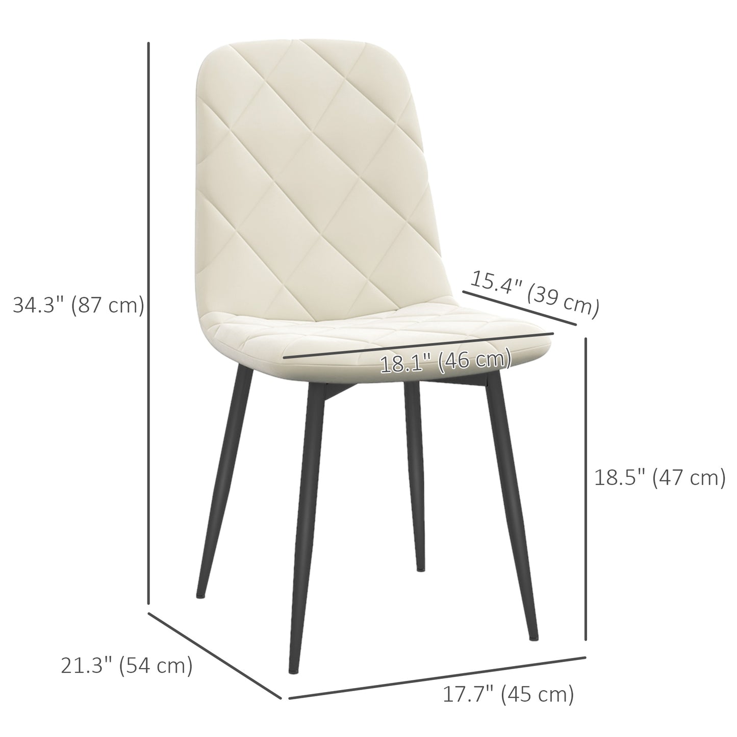 HOMCOM Dining Chairs Set of 4, Upholstered Dining Room Chairs with Steel Legs, Modern Kitchen Chair for Dining Room, Grey