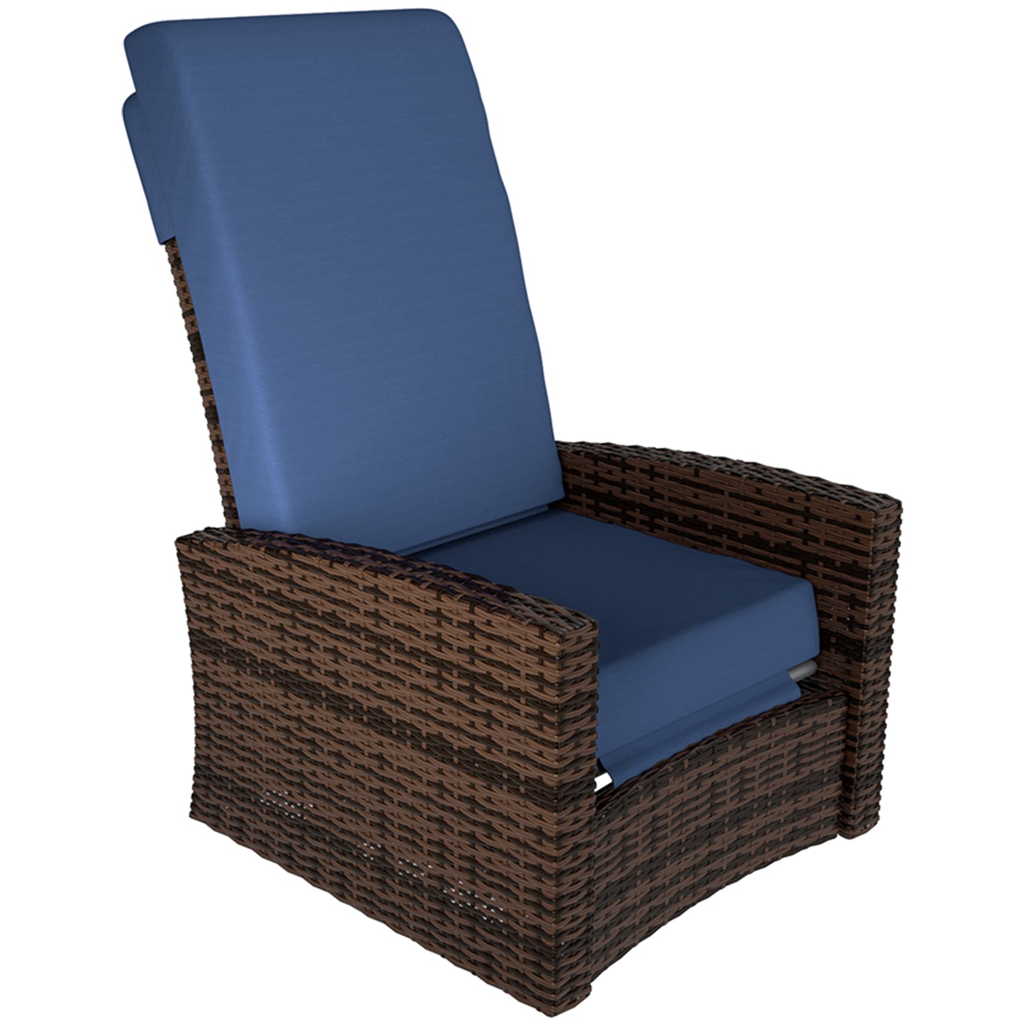 Outsunny Outdoor Rattan Wicker Lounge Chair with Footrest & Soft Cushion for Patio, Garden, Backyard, Sky Blue