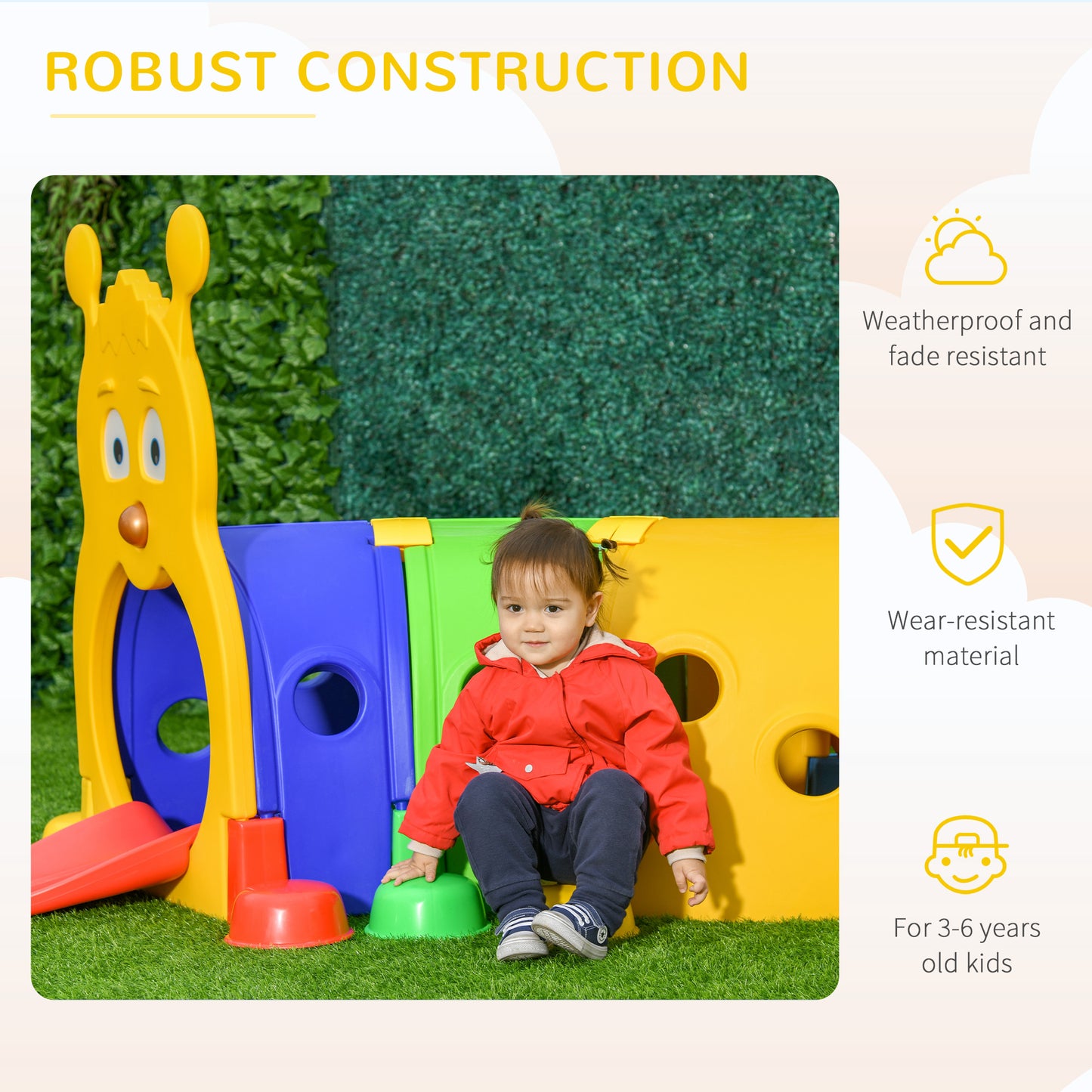 Qaba Lion Design Tunnel for Kids to Crawl Through, for 3-6 Years, Multicoloured