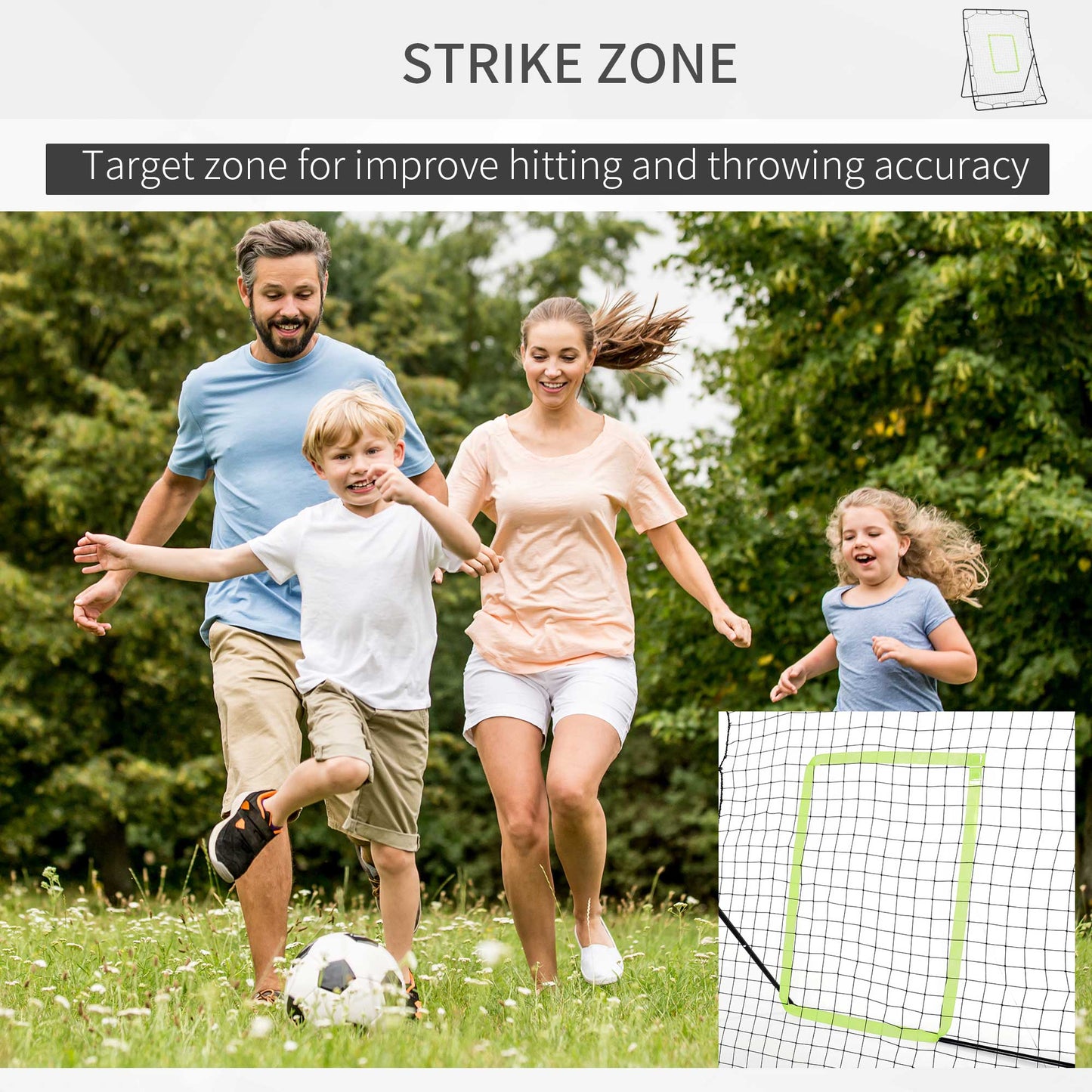 Soozier 4 x 5.7ft Volleyball Rebounder Net with Strike Zone, Baseball Lacrosse Training Net for Pitching and Fielding