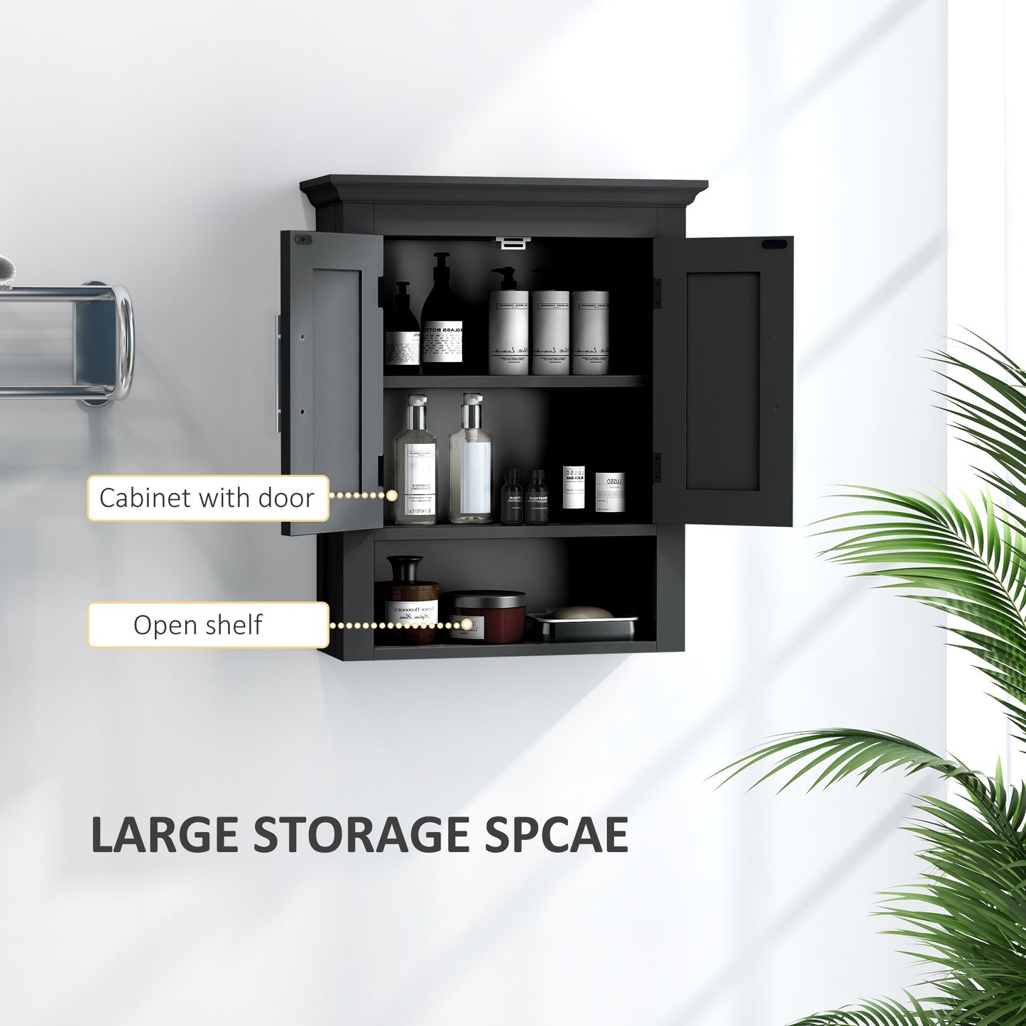 kleankin Bathroom Wall Cabinet, Medicine Cabinet, Toilet Storage Cabinet with Shelf for Living Room and Entryway, White
