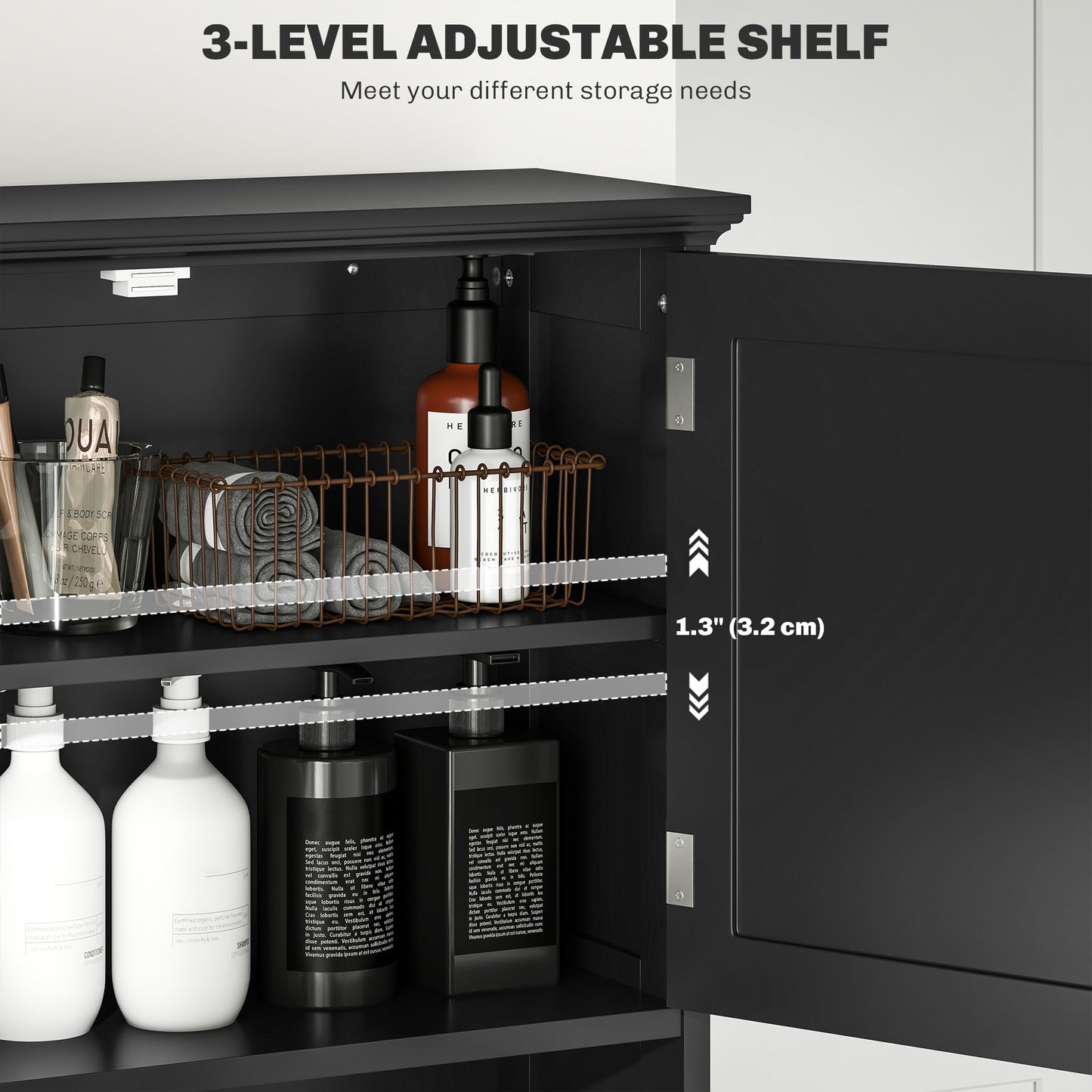 kleankin Modern Over The Toilet Storage, Bathroom Cabinets Over Toilet with Open Shelves and Double Door Cabinet, White
