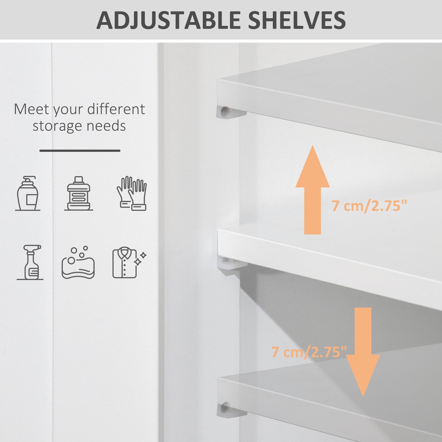 kleankin Freestanding Bathroom Cabinet with Adjustable Shelf and Drawers, Small Cabinet for Bathroom, Living Room, White