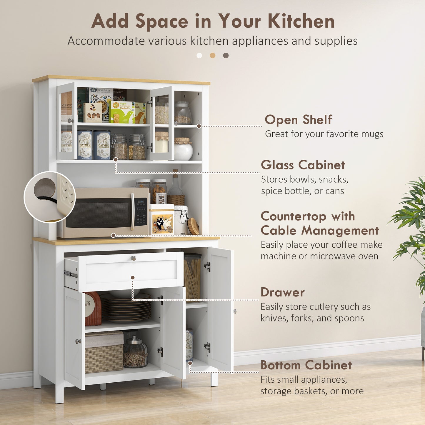 HOMCOM 5-Door Kitchen Pantry Cabinet, Freestanding Storage Cabinet Cupboard with Adjustable Shelves, 71"