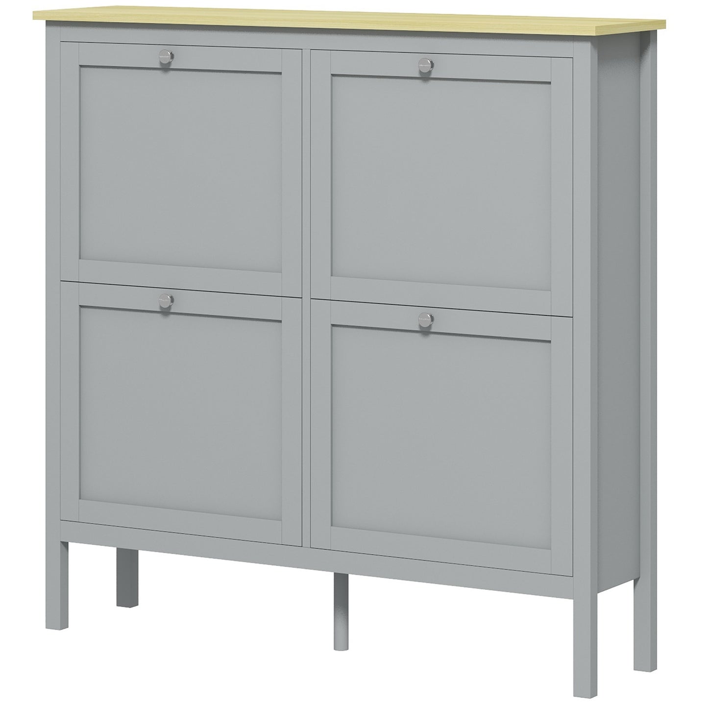 HOMCOM Entryway Shoe Storage Cabinet with 4 Flip Drawers, Adjustable Shelves, Narrow Shoe Cabinet for 20 Pairs of Shoes, White