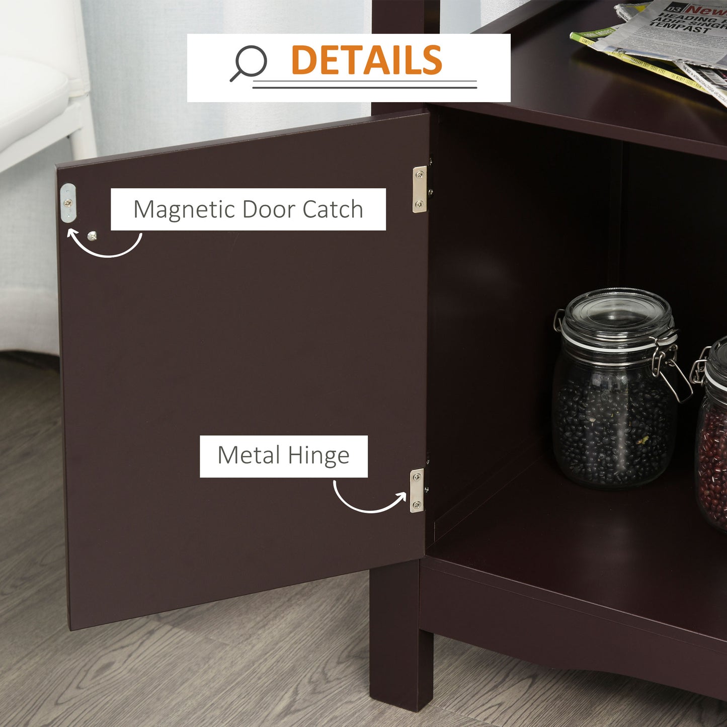 HOMCOM Modern Kitchen Buffet Bar Cabinet Storage Sideboard Dining Server with Drawer & 12-Bottle Wine Rack for Living Room, Espresso