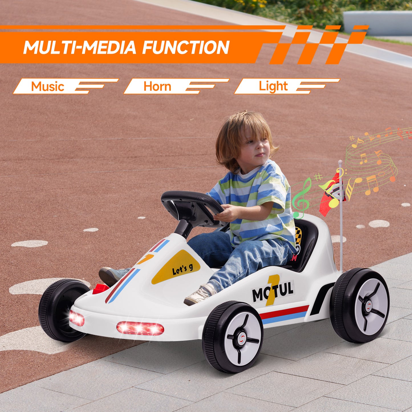 Qaba 6V Electric Go Kart for Aged 3-5 Kids with Music, Light, Horn, Blue