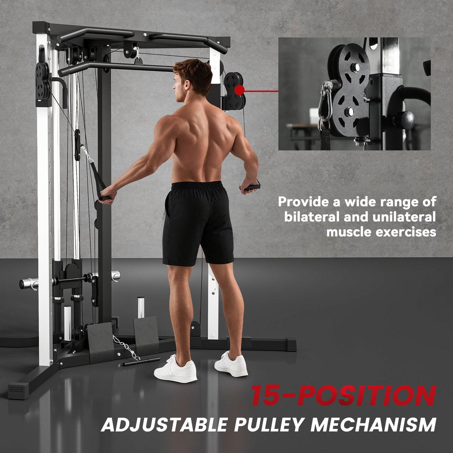 Soozier Multi-Exercise Home Gym Station with 99lbs Weight Stack, for Full Body Workout