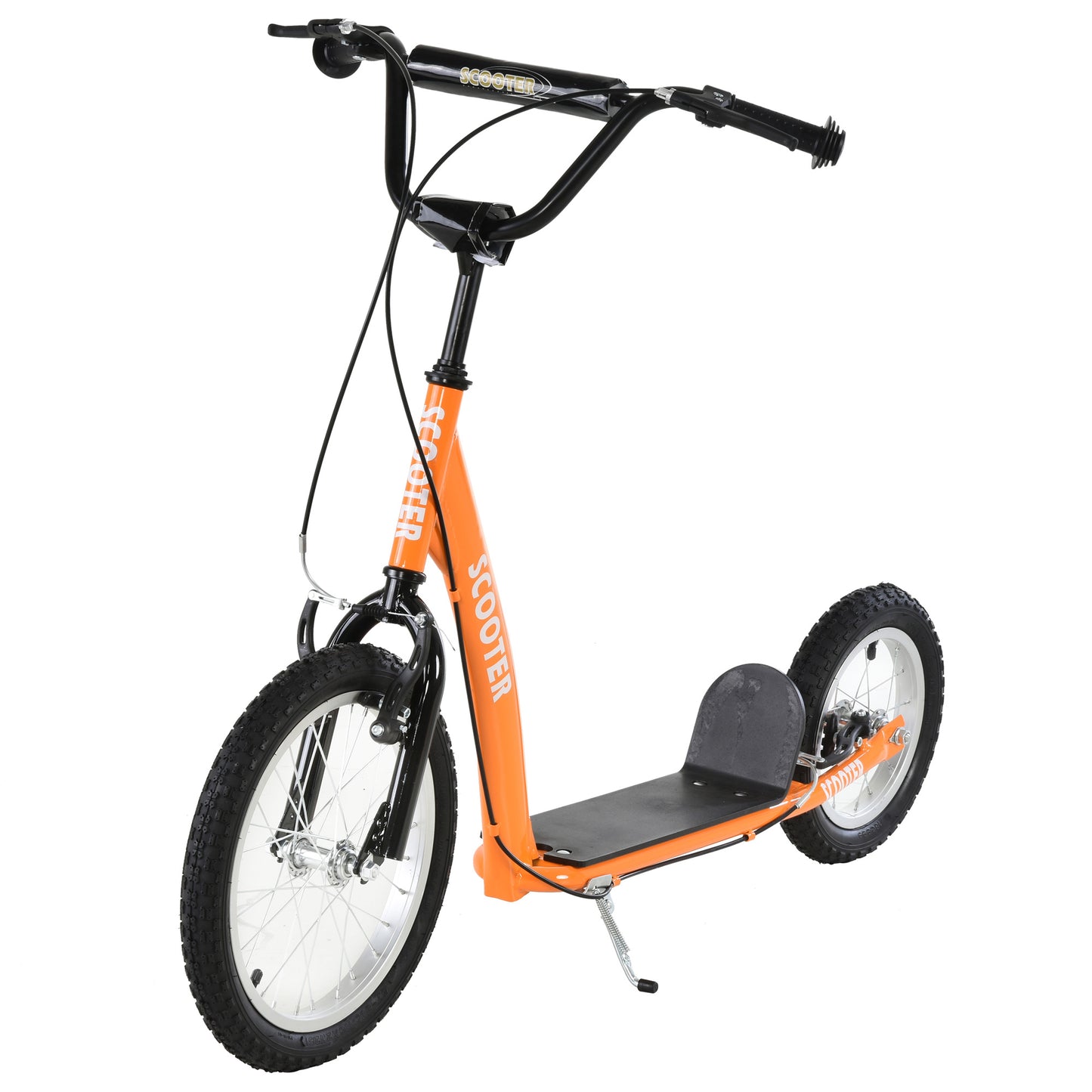 Aosom Kids Scooter with Adjustable Handlebar, Youth Kick Scooter with Dual Brakes, Inflatable Wheels, for Age 5+, Blue