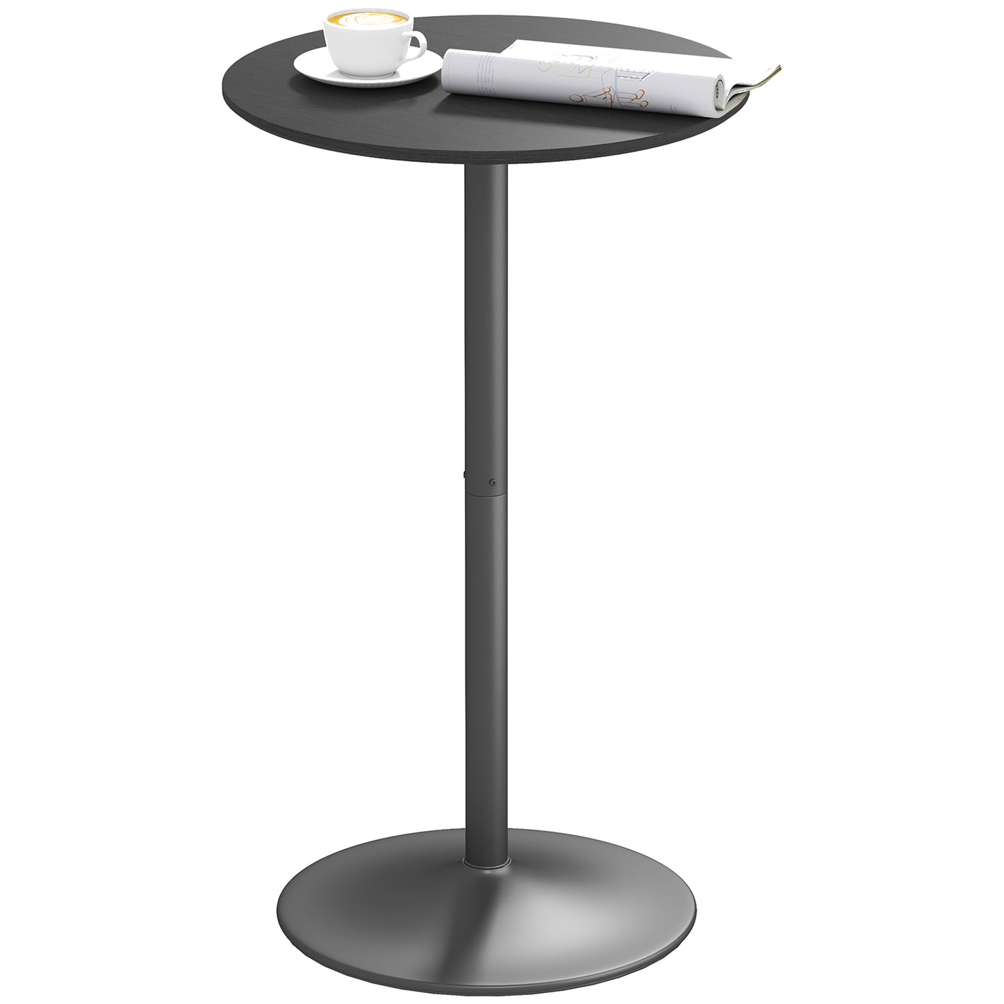 HOMCOM Round Table for 2, 40.2 Inch Bar Height Pub Table with Steel Frame, Non-Slip Base for Living Room, Kitchen, Natural Wood
