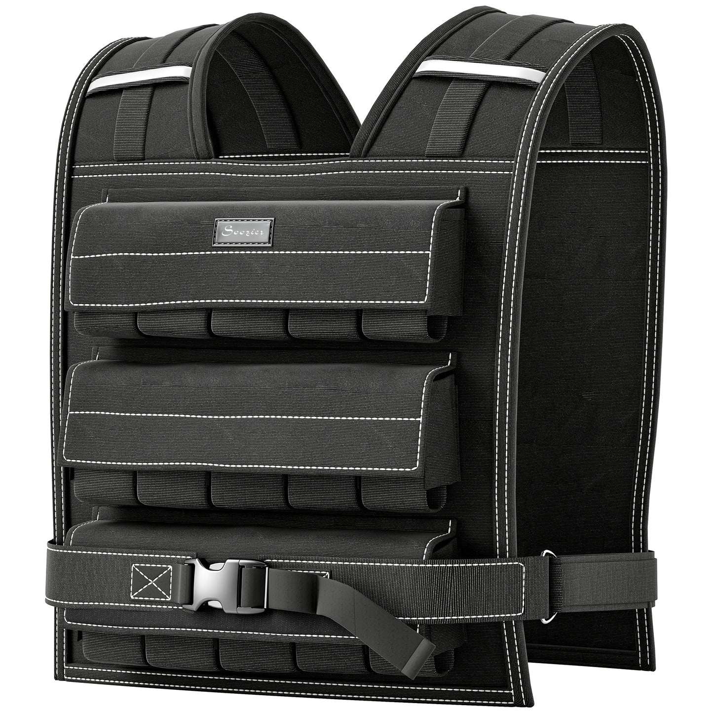 Soozier 33LBS Adjustable Weighted Vest, Weight Vest with Reflective Strips, Snug Fit for Men Women Running Strength Training