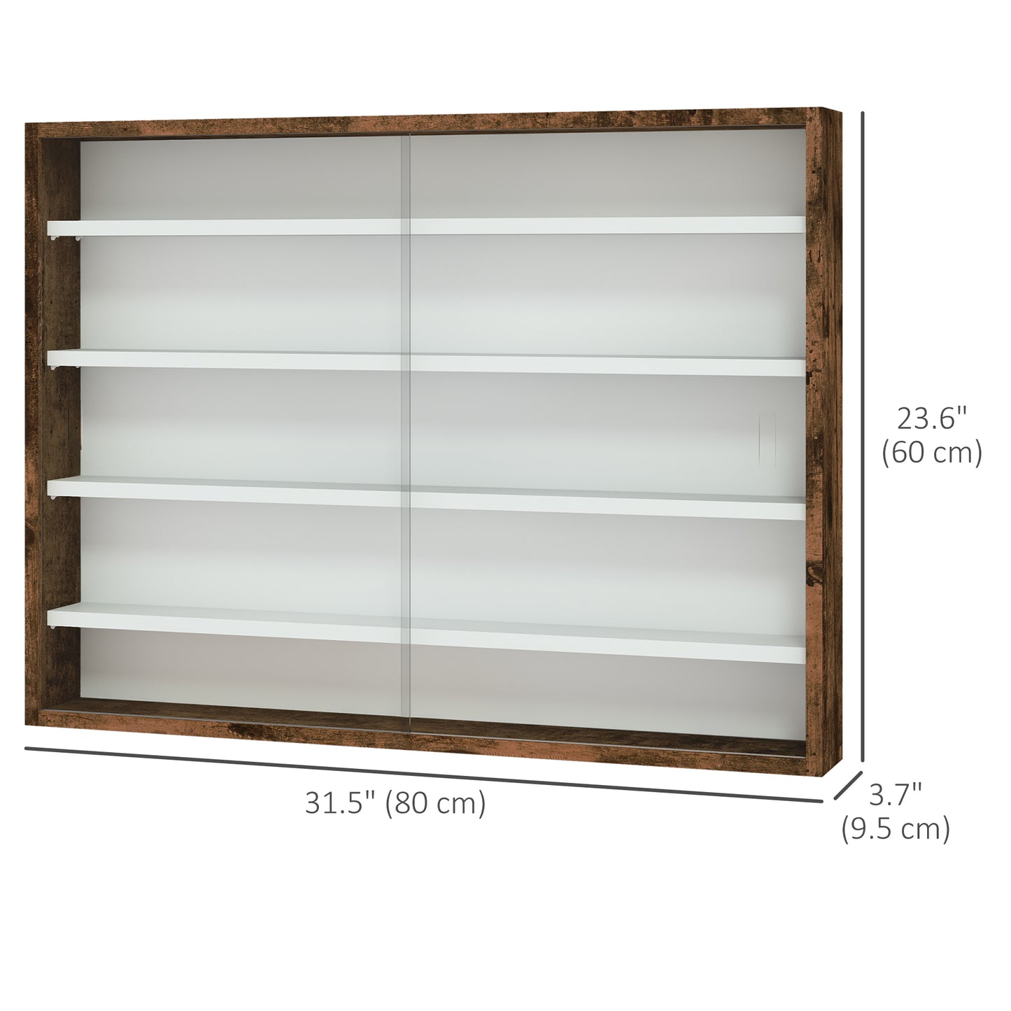 HOMCOM 5-Tier Display Cabinet, Shot Glass Display Case, Glass Curio Cabinet with 2 Glass Doors and 4 Adjustable Shelves, White