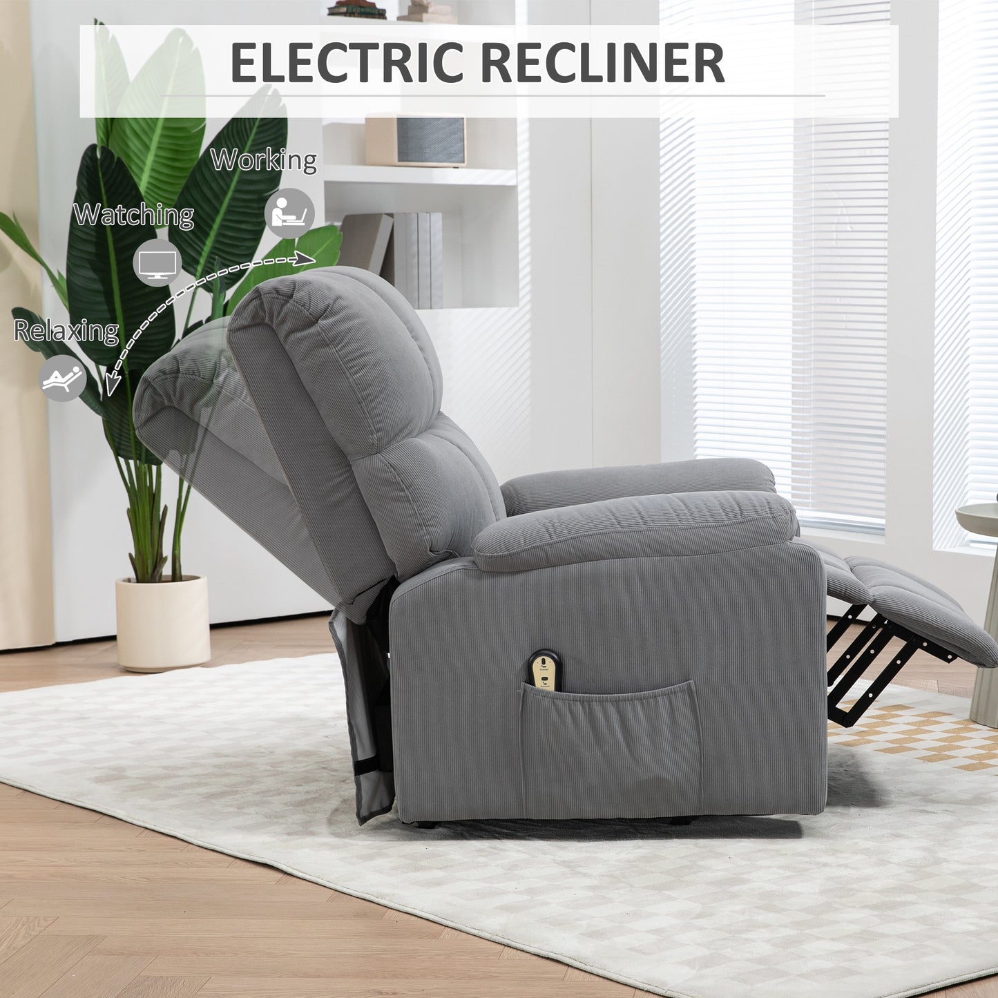 HOMCOM Lift Chair for Seniors, Microfibre Upholstered Electric Recliner Chair with Remote, Quick Assembly, Grey
