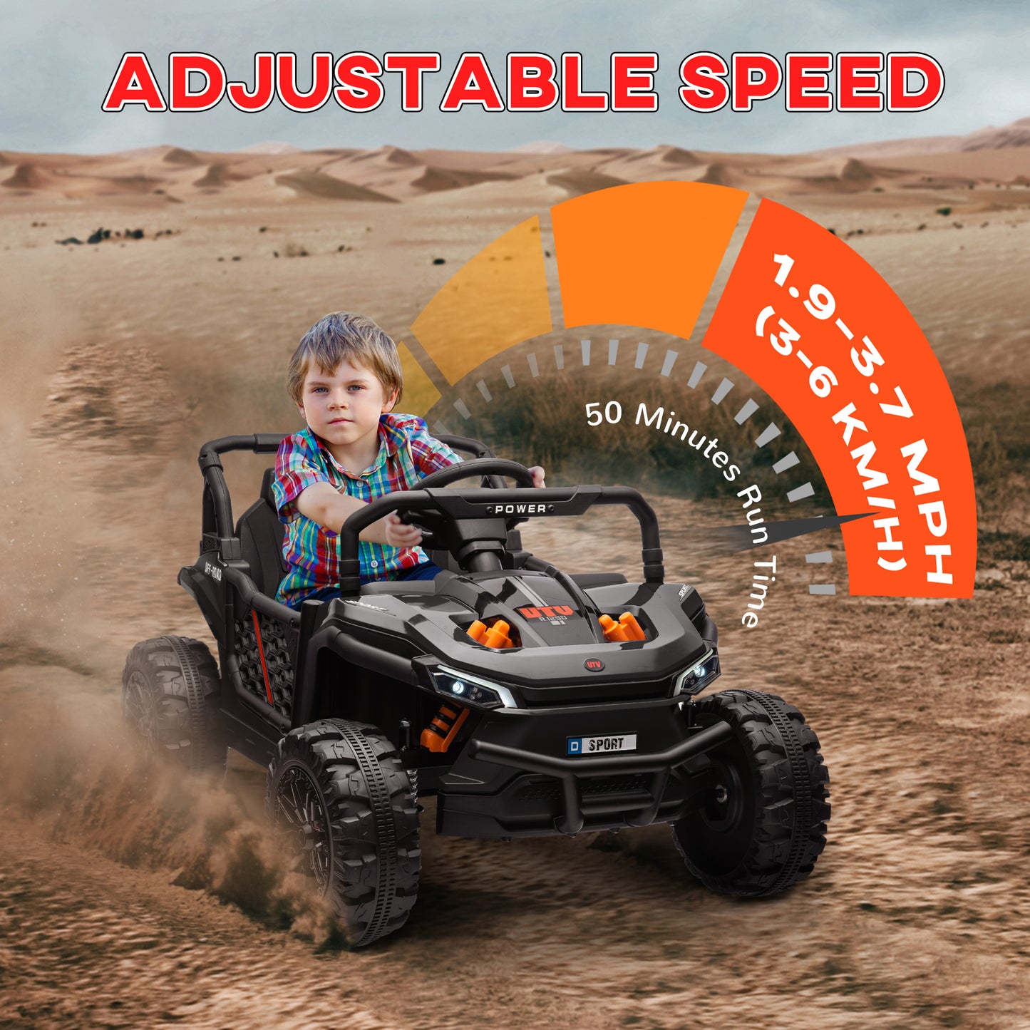 Qaba 12V Kids Ride On Car, Toy Truck with Remote Control, Spring Suspension, LED Headlights, 3 Speeds, Blue